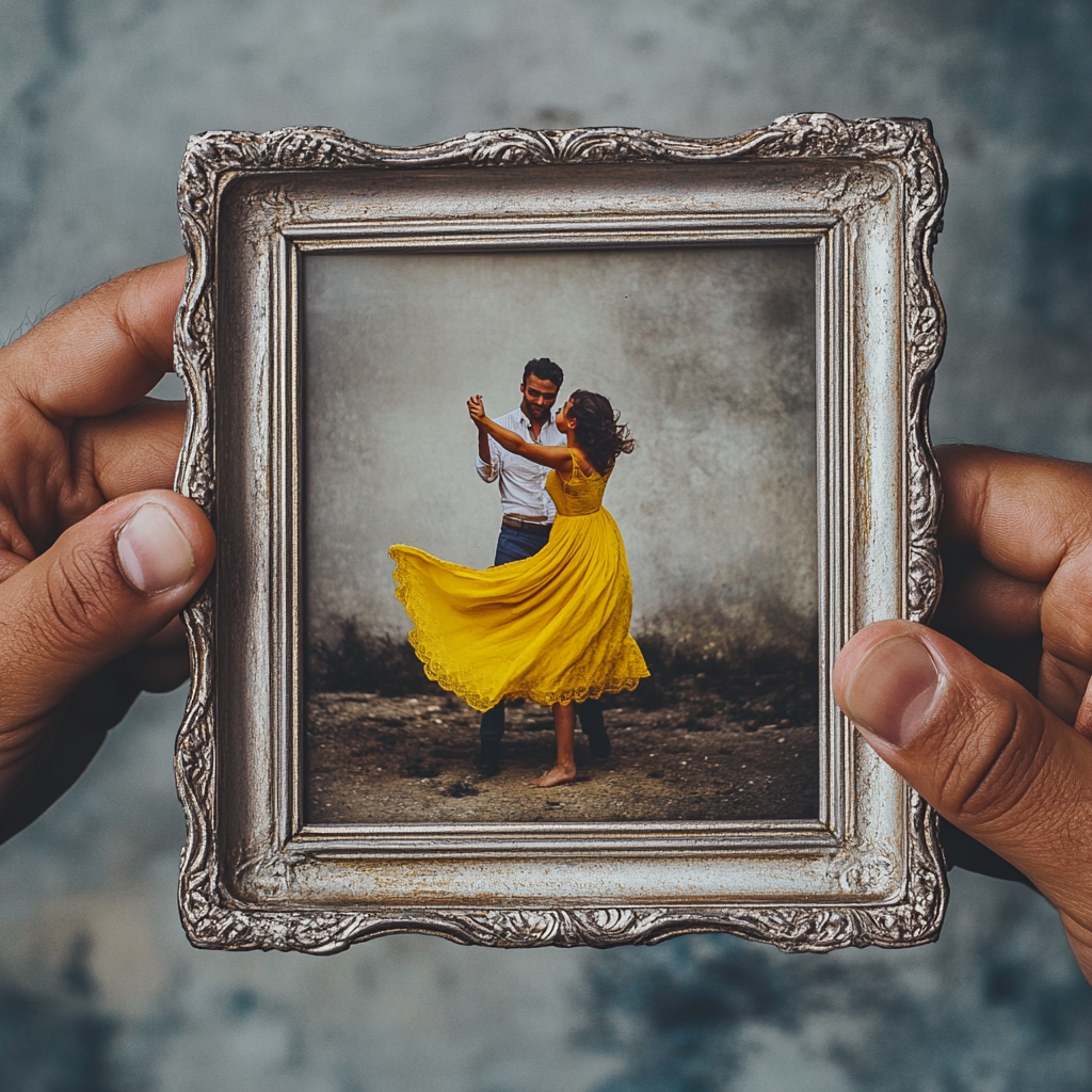 A man holding a photo | Source: Midjourney