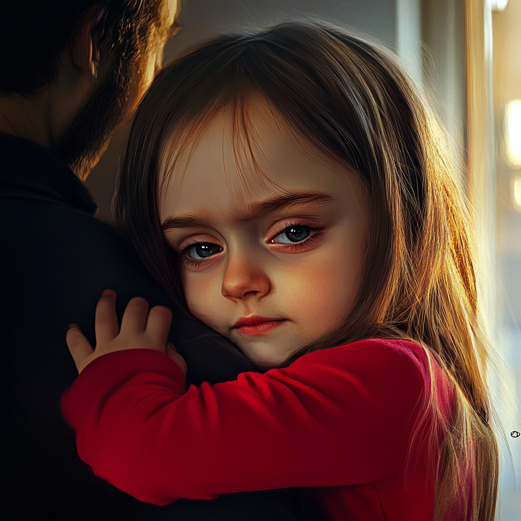 A little girl hugging her father | Source: Midjourney