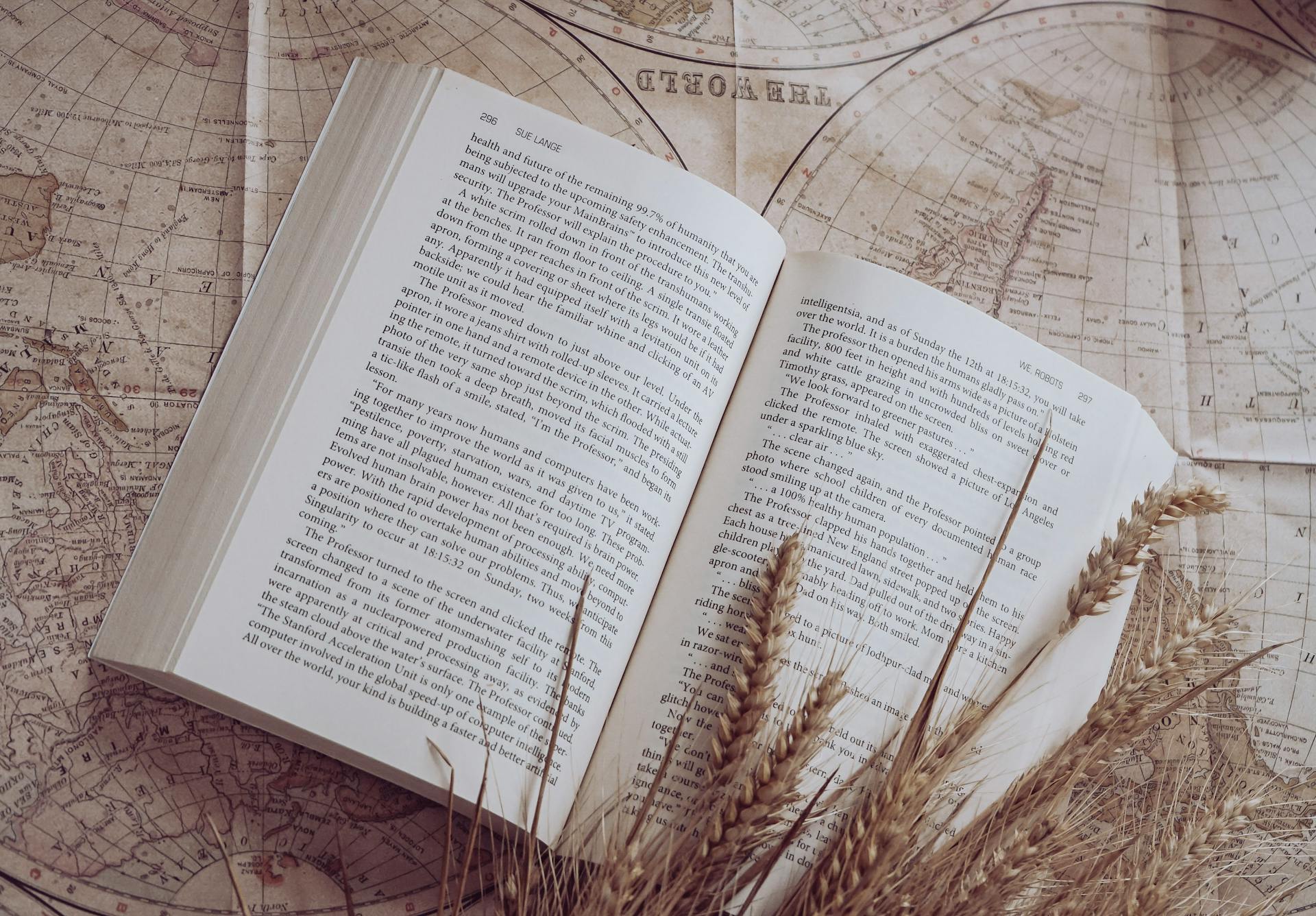 An open book lying on a map | Source: Pexels