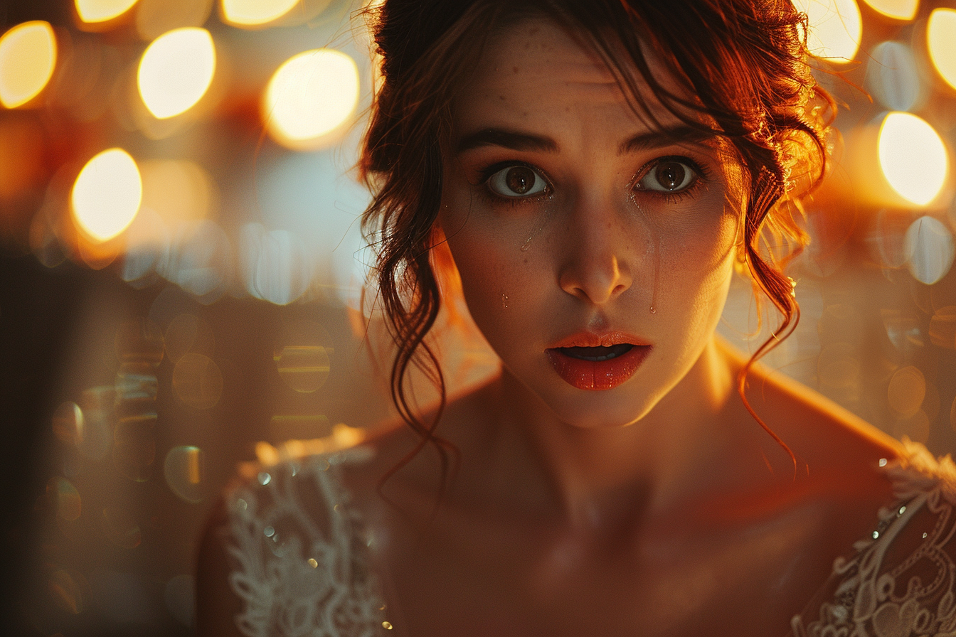 Startled and teary-eyed bride | Source: Midjourney