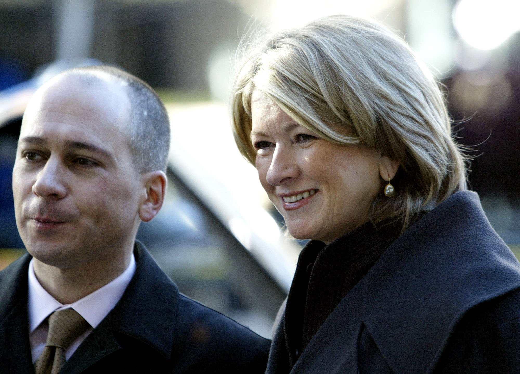Martha Stewart and her son-in-law and attorney John Cuti arrive at federal court in New York on February 25, 2004 | Source: Getty Images
