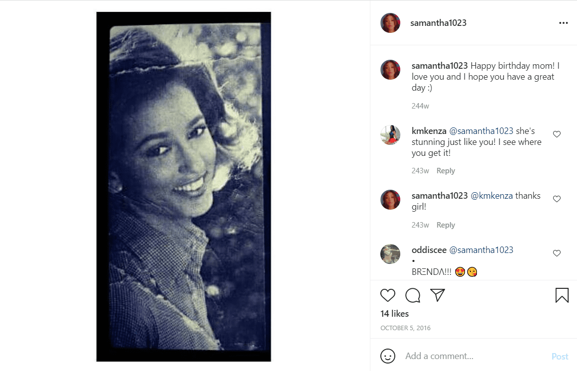 Cynthia Davis's daughter Samantha posts a tribute to her on her birthday. | Photo: Instagram/Samantha1023