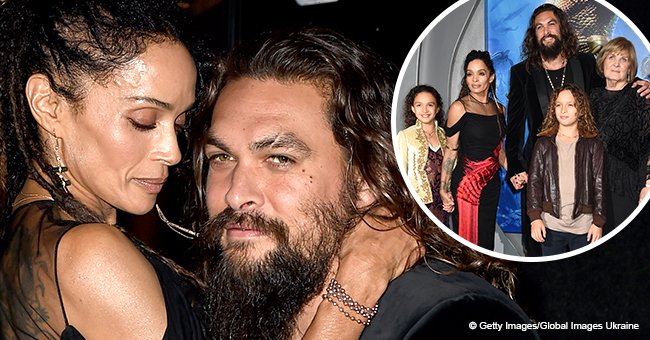 Jason Momoa packs on the PDA with wife Lisa Bonet, poses with mom and kids at 'Aquaman' LA premiere