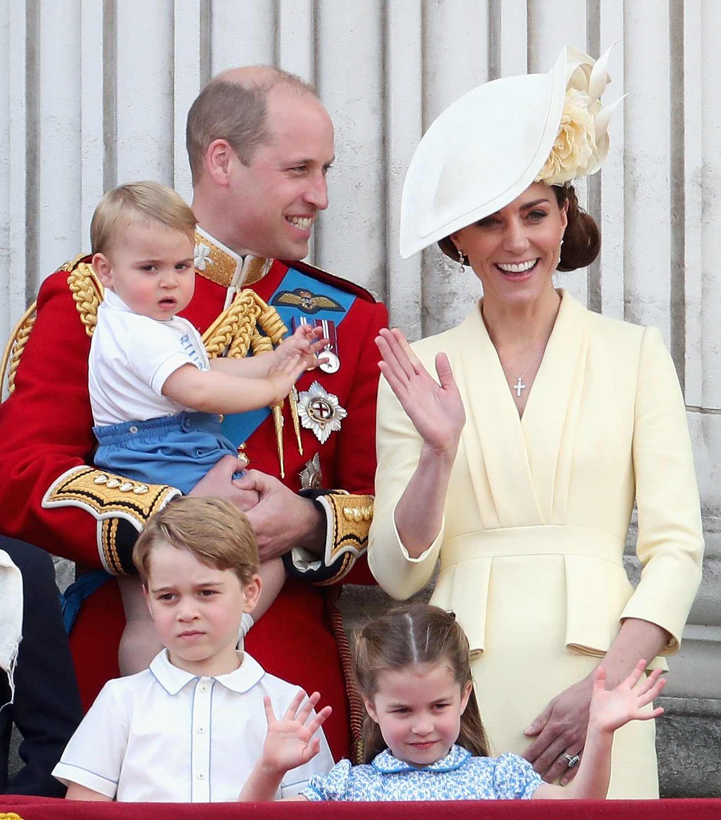 Prince William, Prince Louis, Prince George, Princess Charlotte and Kate Middleton pictured at Trooping the Colour in honor of the Queen's Birthday, 2019, London, England. | Photo: Getty Images
