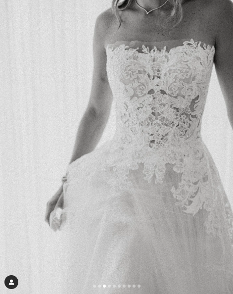 A close-up of Mariah Kennedy Cuomo's wedding gown, posted on July 24, 2024 | Source: Instagram/annerhettphotography