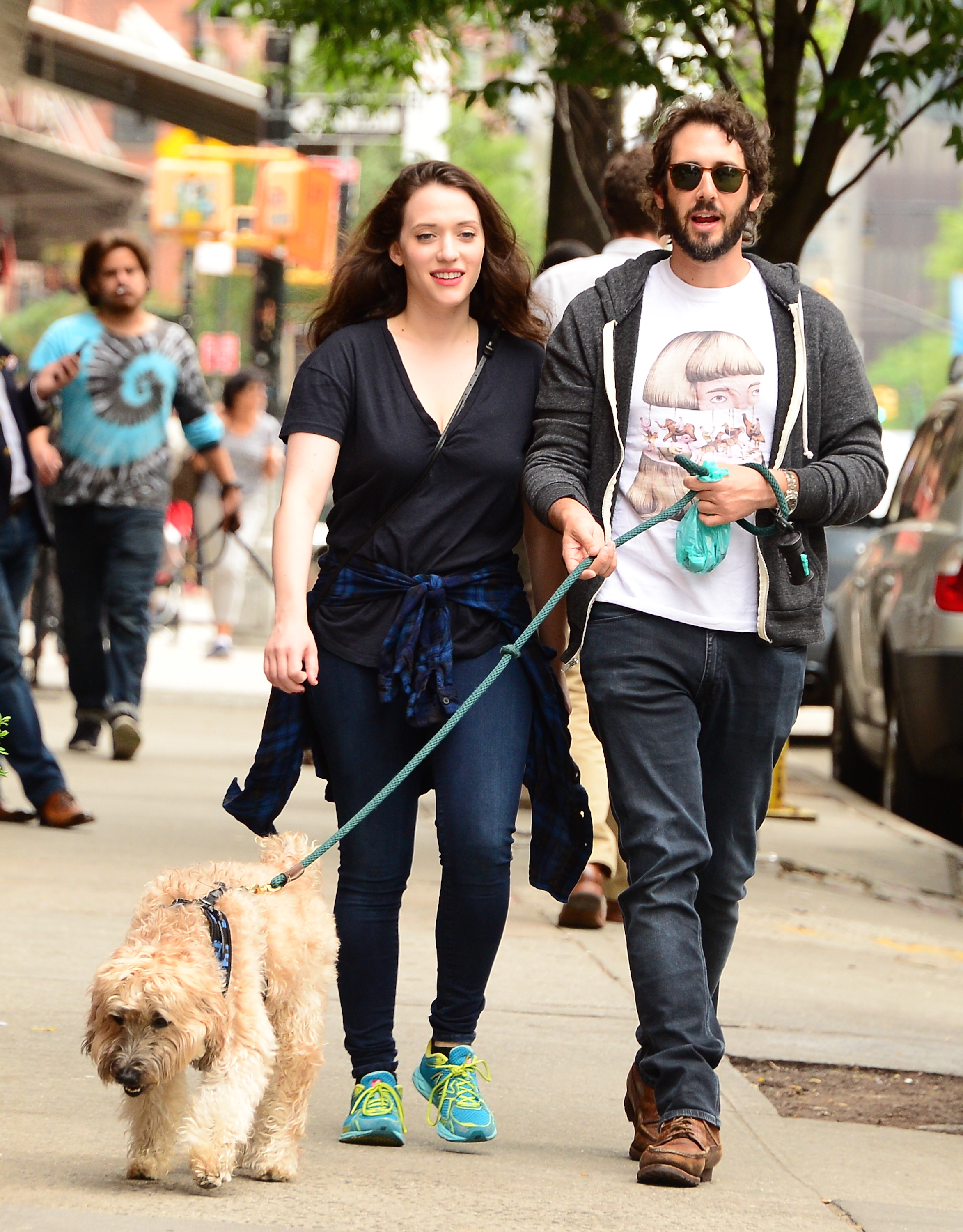 Kat Dennings and Josh Groban seen walking in Tribeca with there Dog on June 4, 2015, in New York City. | Source: Getty Images
