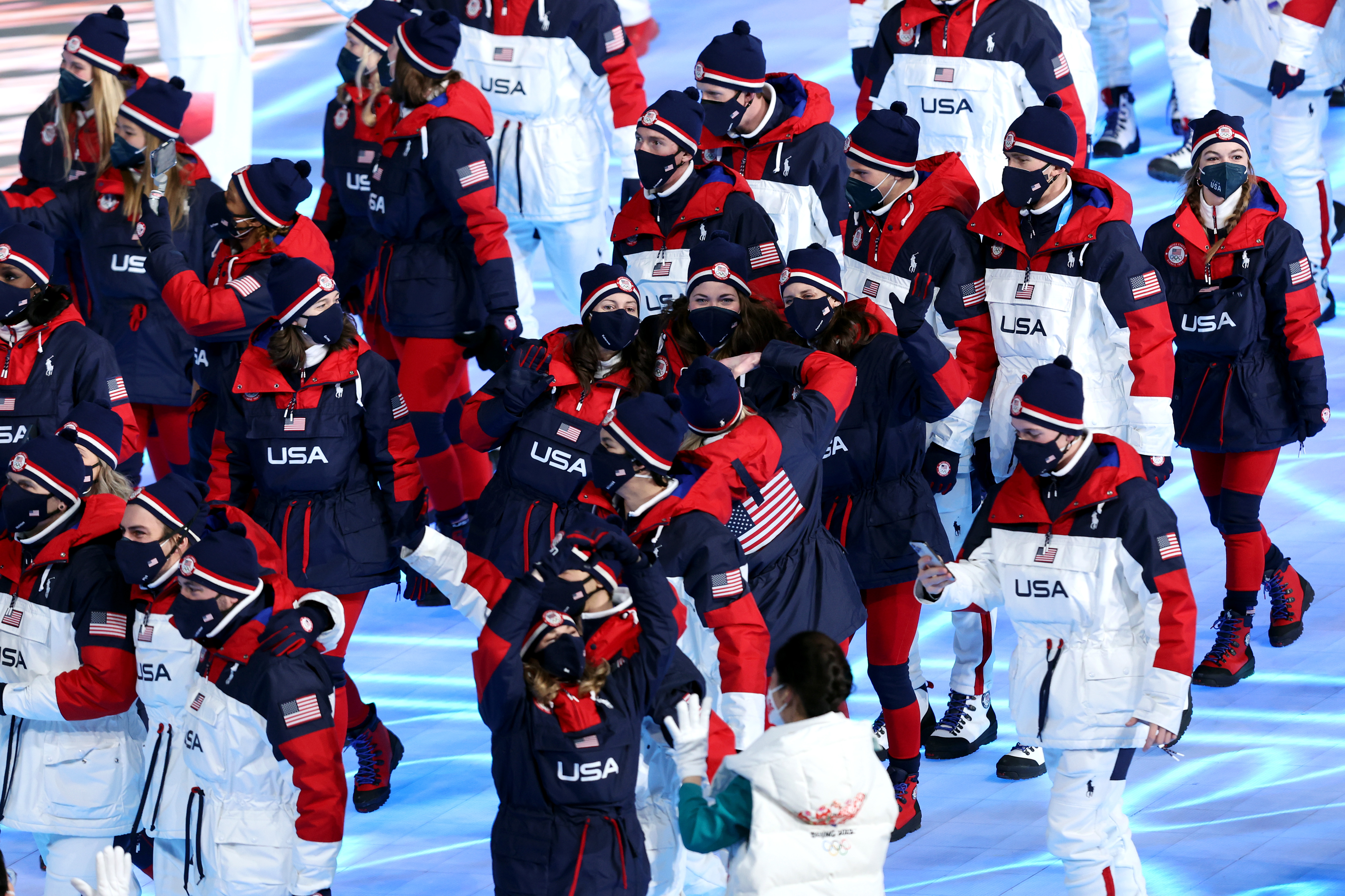 Members of Team United States enter the stadium during the Opening Ceremony of the Beijing Winter Olympic on February 4, 2022 in China | Source: Getty Images