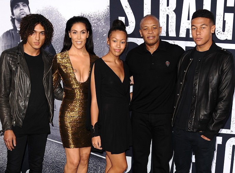 Nicole Young, Dr. Dre, and three of his children: Truly, Truice, and adopted son Tyler on August 10, 2015 in Los Angeles, California | Photo: Getty Images