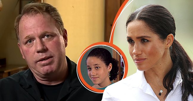Meghan's brother Thomas making some revelations about her in an interview. [Left] | Meghan Markle on ‘90s Nickelodeon Show After Protesting Commercial. [Middle] | Meghan, Duchess of Sussex visits a local farming family, the Woodleys, on October 17, 2018 in Dubbo, Australia. [Right] | Photo: Youtube/Nicki Swift  Getty Images  Youtube/Inside Edition 