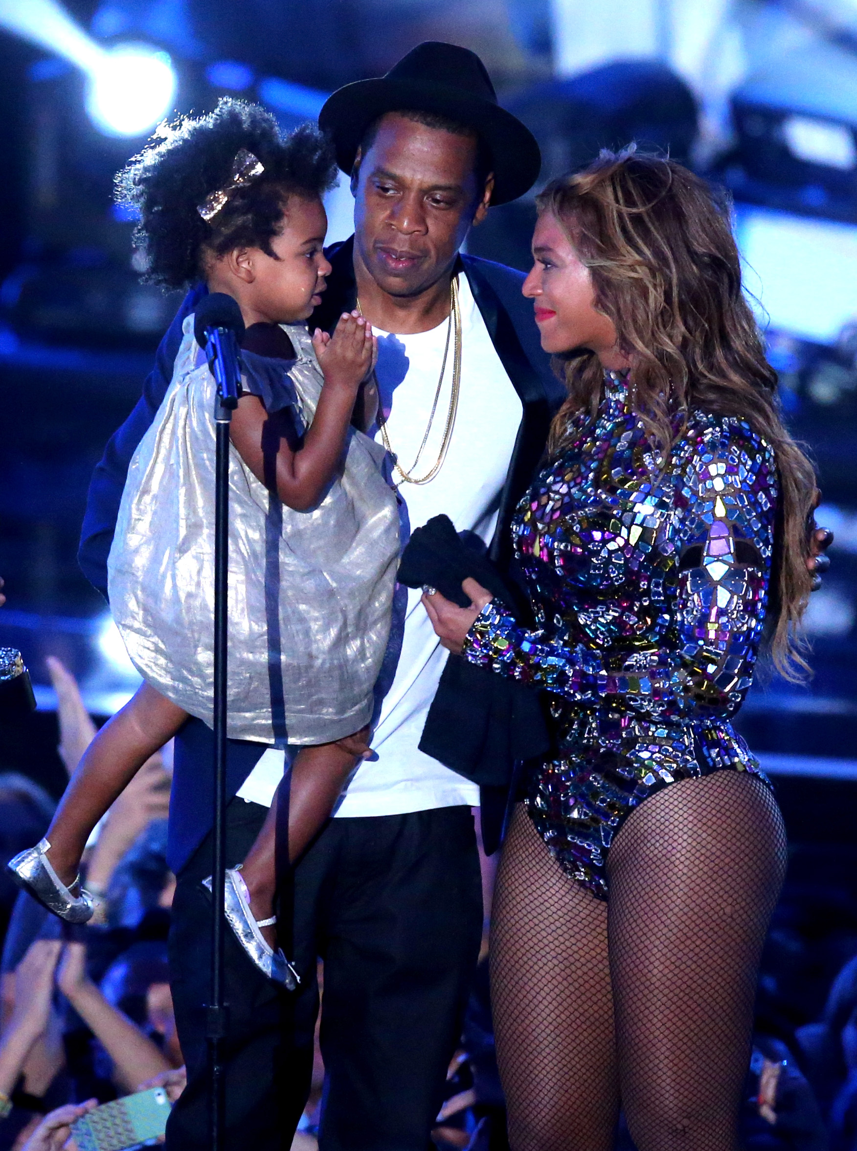 Jay-Z, Beyonce, and Blue Ivy Carter onstage during the MTV Video Music Awards on August 24, 2014 in Inglewood, California. | Source: Getty Images