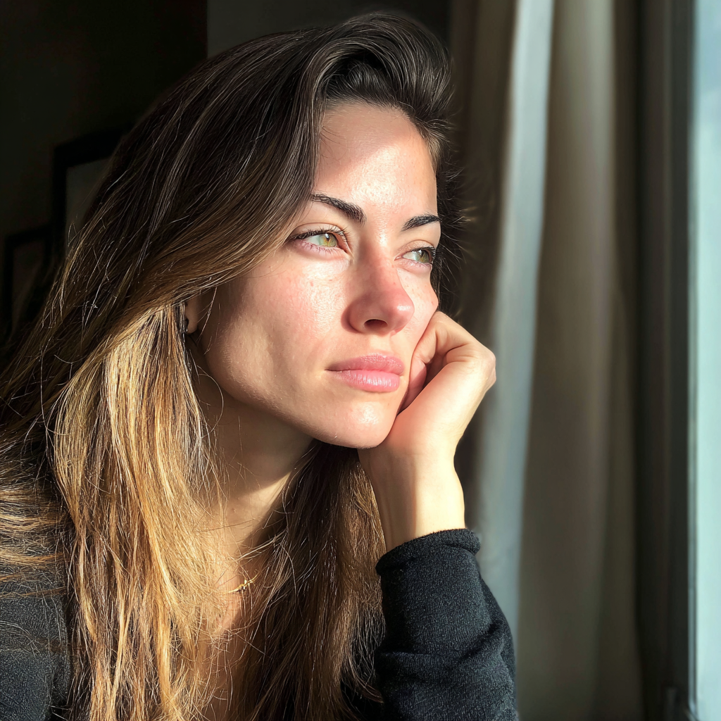 A pensive woman looking out of a window | Source: Midjourney