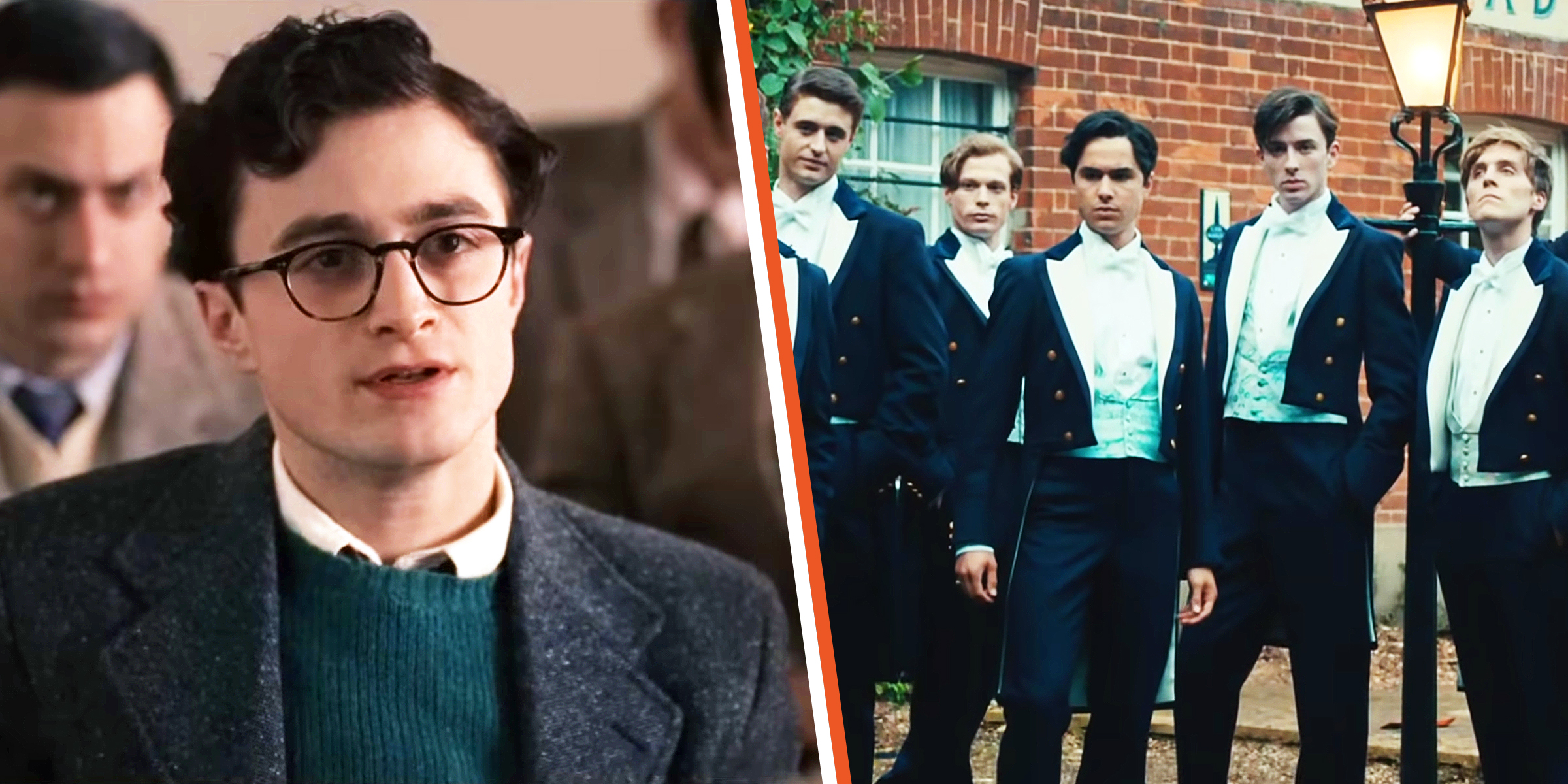 Daniel Radcliffe in "Kill Your Darlings." | The main cast of "The Riot Club." | Source: Sony Pictures Classics | Universal Pictures International