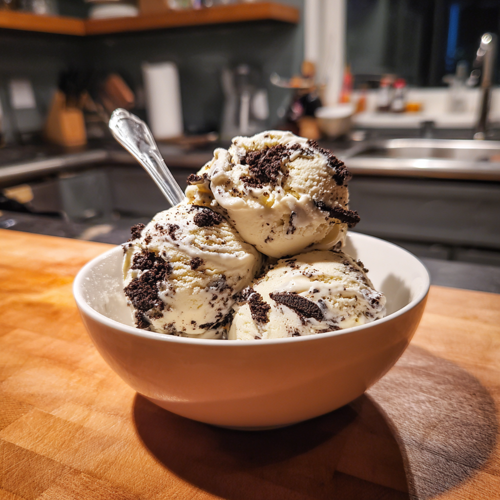 A bowl of ice cream on a counter | Source: Midjourney