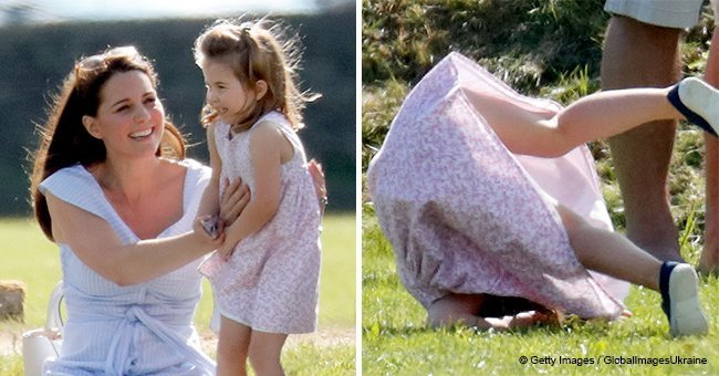 Kate Middleton bursts out laughing after Princess Charlotte shows off her headstand skills