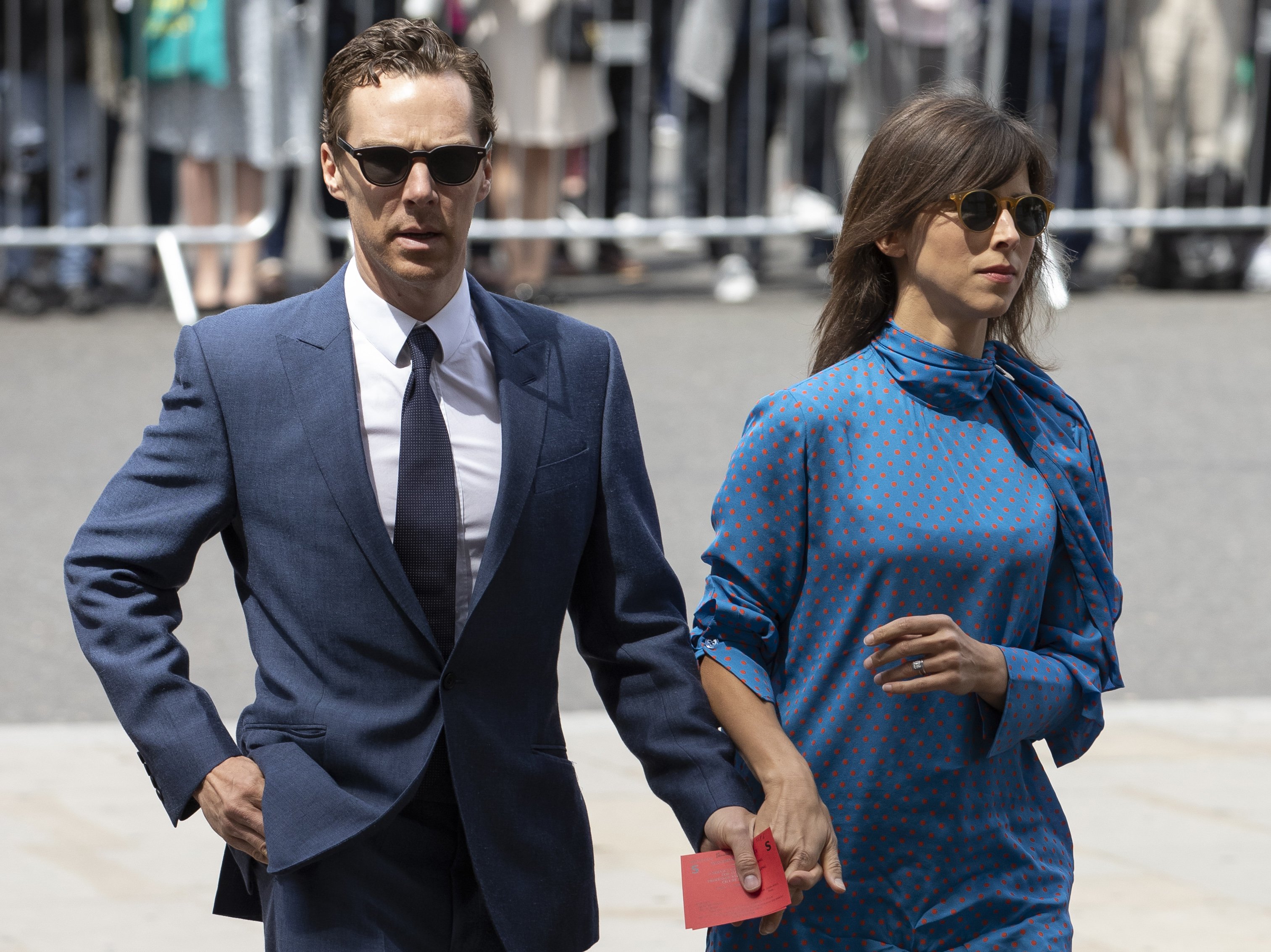 Benedict Cumberbatch and his wife Sophie Hunter arrive at Westminster Abbey ahead of Professor Stephen Hawking's memorial service on June 15, 2018, in London, England. | Source: Getty Images