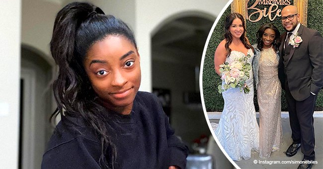 Simone Biles Dazzles in a Glittering Halter Dress at Her Brother's