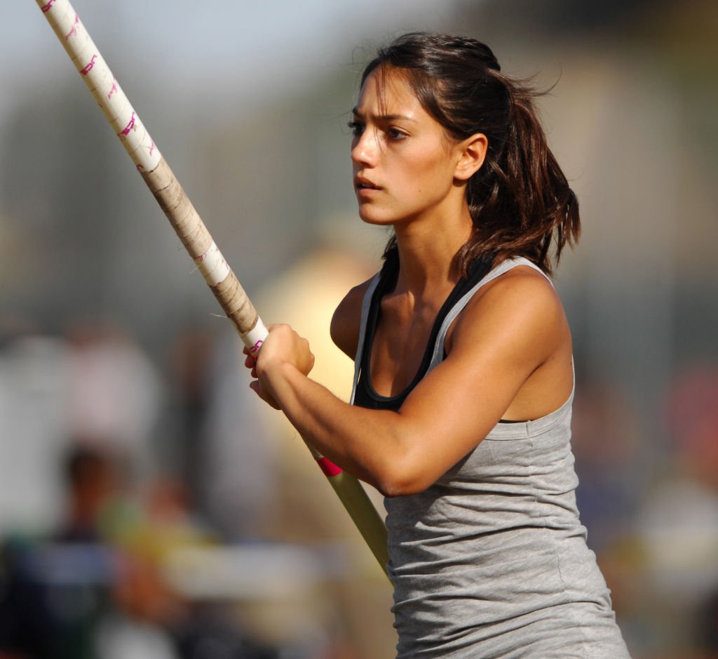 Allison Stokke of Newport Harbor High warms up before the girls' pole vault qualifying in the CIF State Track & Field Championships at Hughes Stadium in Sacramento, California on Friday, June 1, 2007. | Source: Getty Images