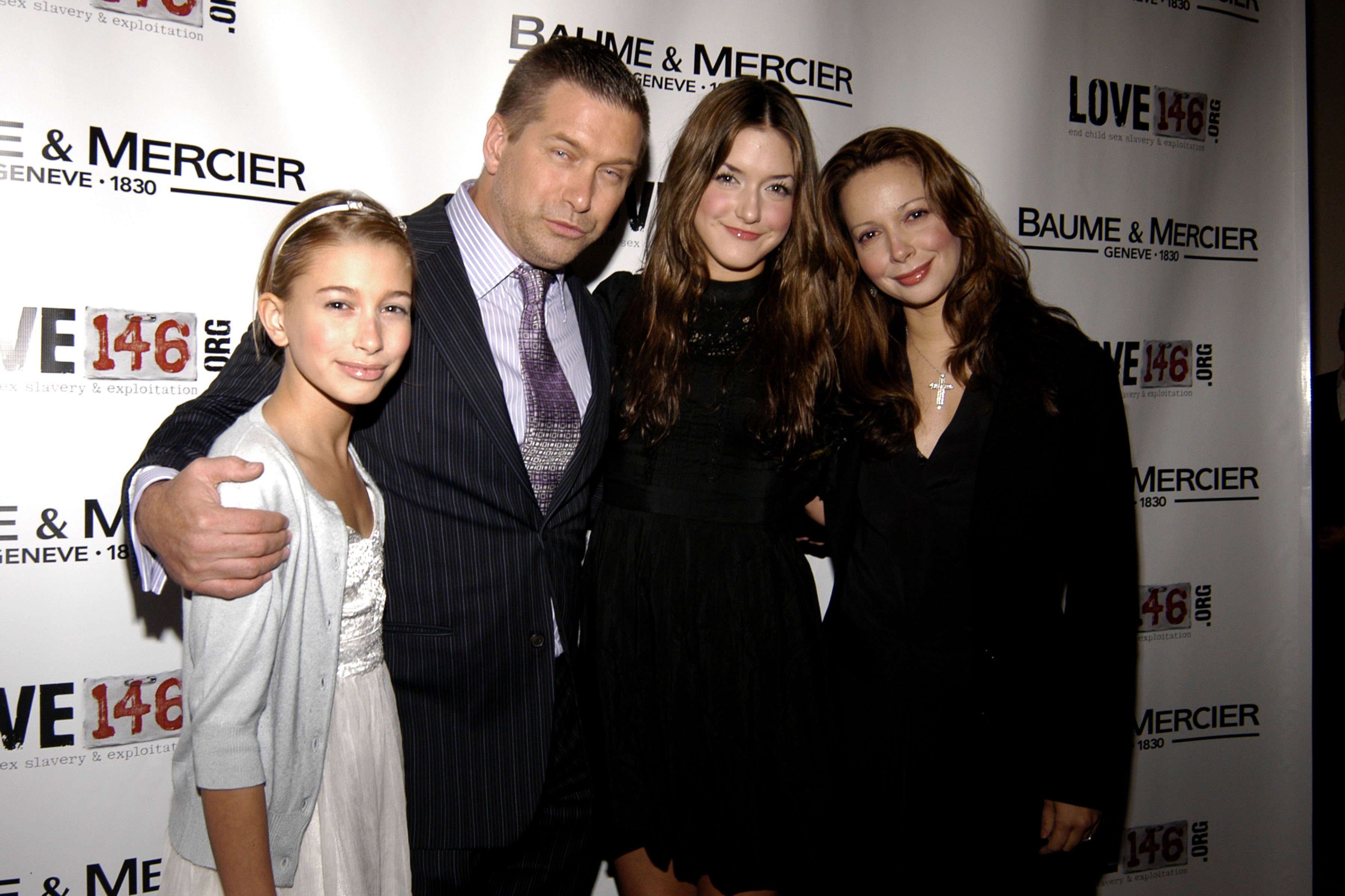 (L-R) Hailey Baldwin, Stephen Baldwin, Alaia Bladwin and Kennya Baldwin attend Baume Mercier and Love146 Fund Raiser at Helen Mills Event Space on November 20, 2008, in New York City. | Source: Getty Images