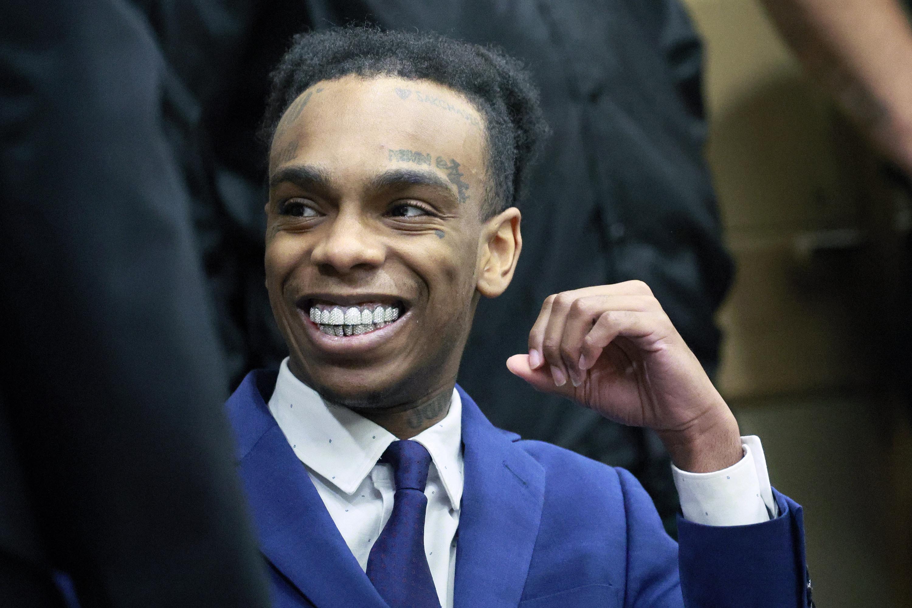 Jamell Demons, better known as rapper YNW Melly, reacts after the judge declared a mistrial after the jury was deadlocked and unable to reach a verdict at the Broward County Courthouse on Saturday, July 22, 2023, in Fort Lauderdale, Florida. | Source: Getty Images