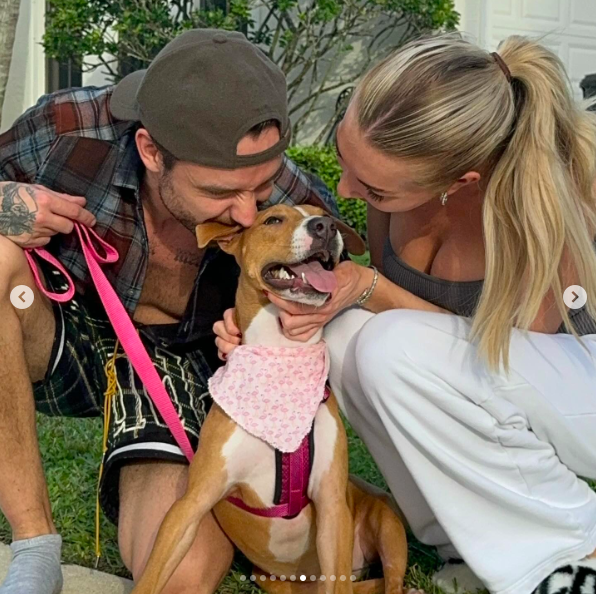 Liam Payne and Kate Cassidy with their dog. | Source: Instagram/kateecass