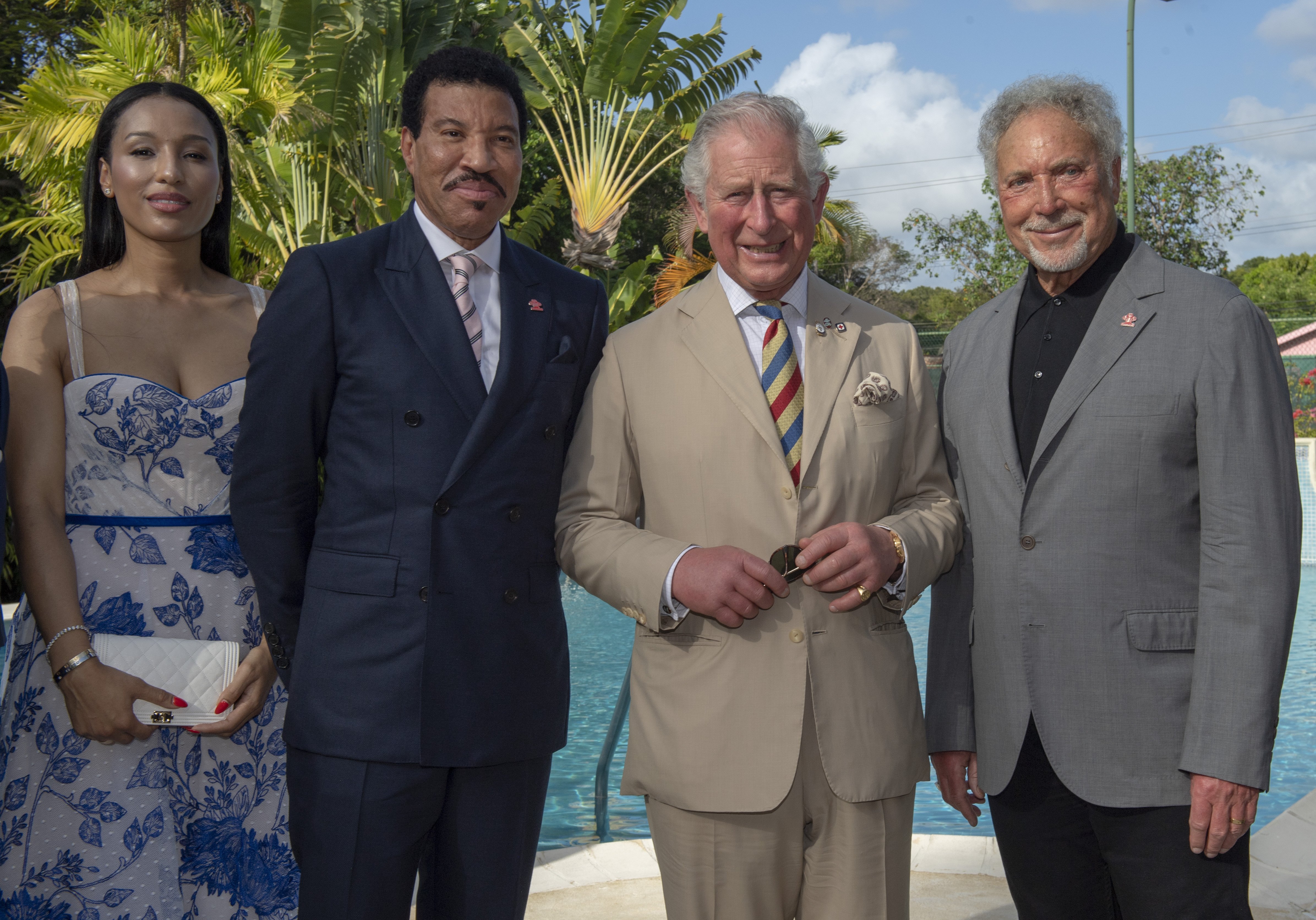 Lisa Parigi, Lionel Richie, Prince Charles and Tom Jones at the Coral Reef Club Hotel | Photo: Getty Images