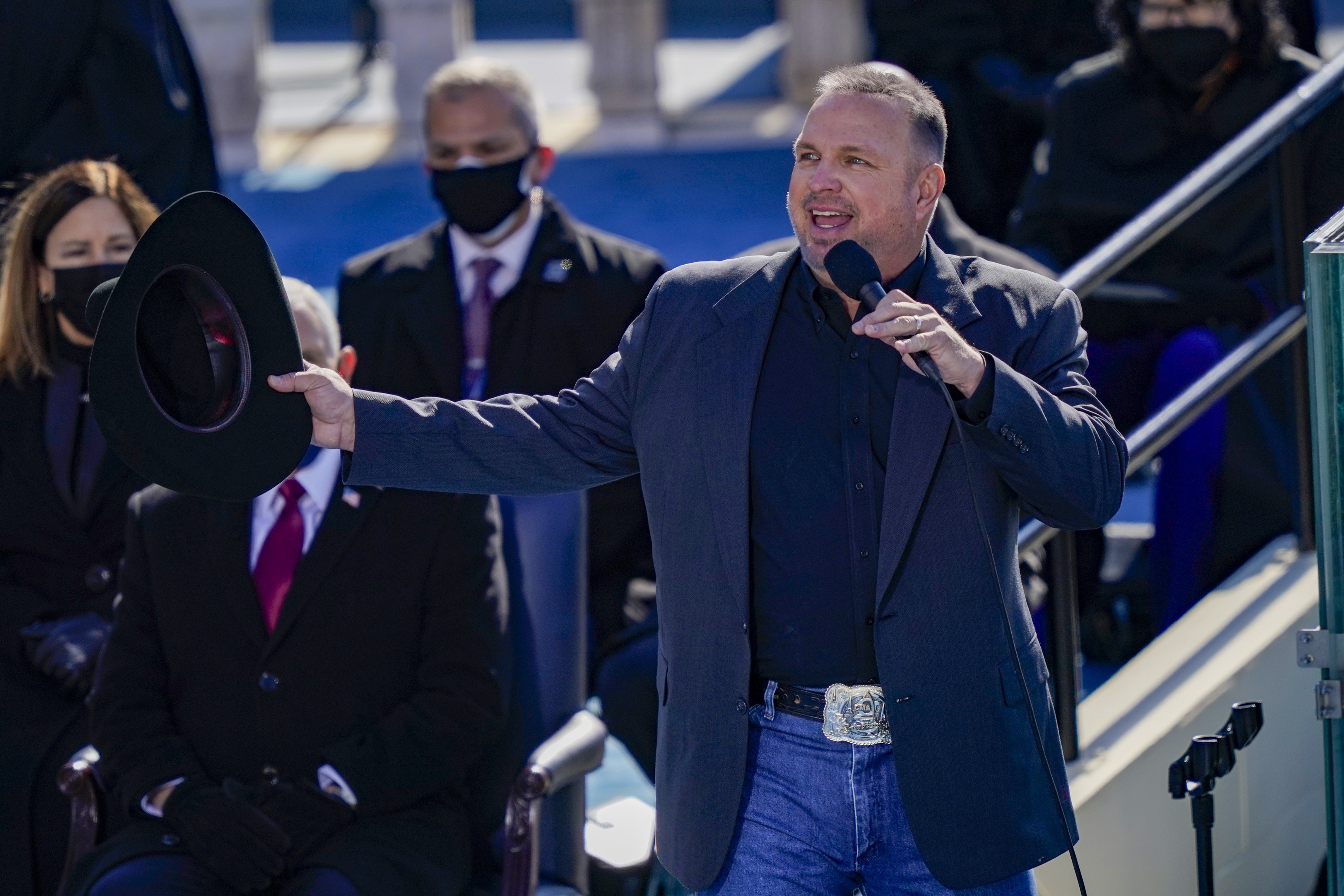 Garth Brooks pictured performing at the Inauguration of the 46th President of the United States. January 2021. | Photo: Getty Images.