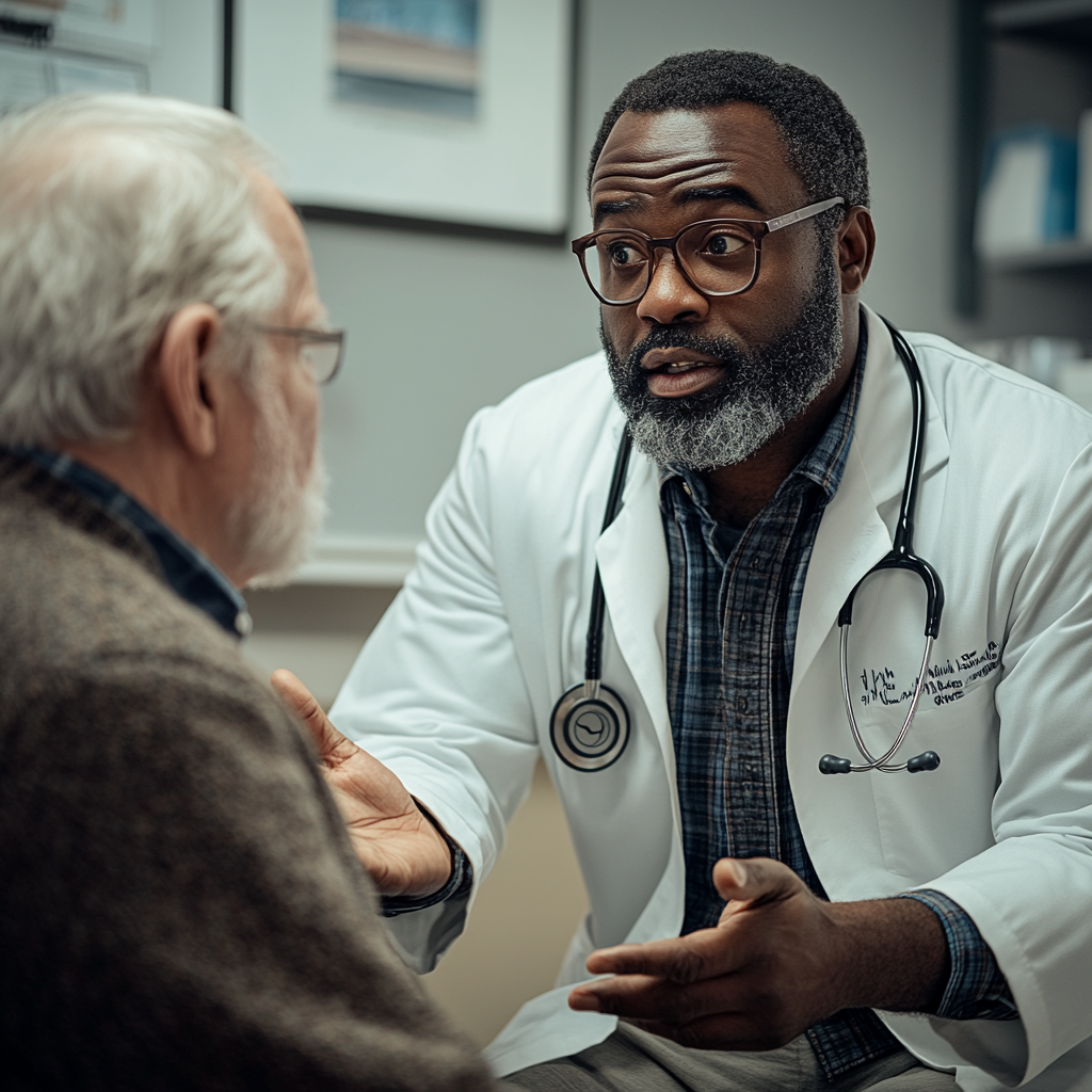 A doctor talking to an elderly patient | Source: Midjourney