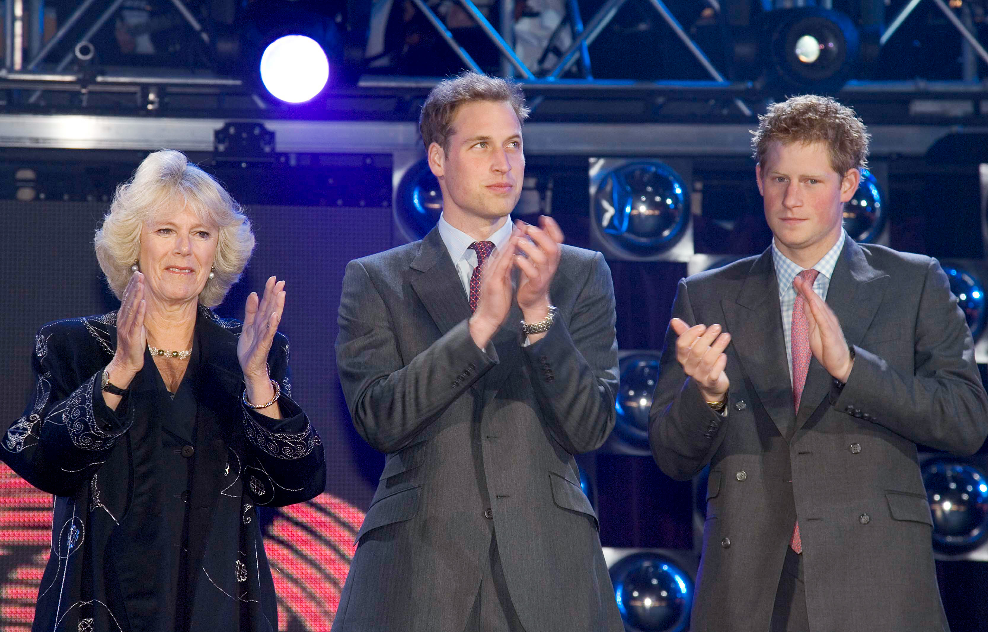 Queen Camilla, Prince William and Prince Harry at the 30th Anniversary of the Prince's Trust Charity concert in London, England in 2006. | Source: Getty Images
