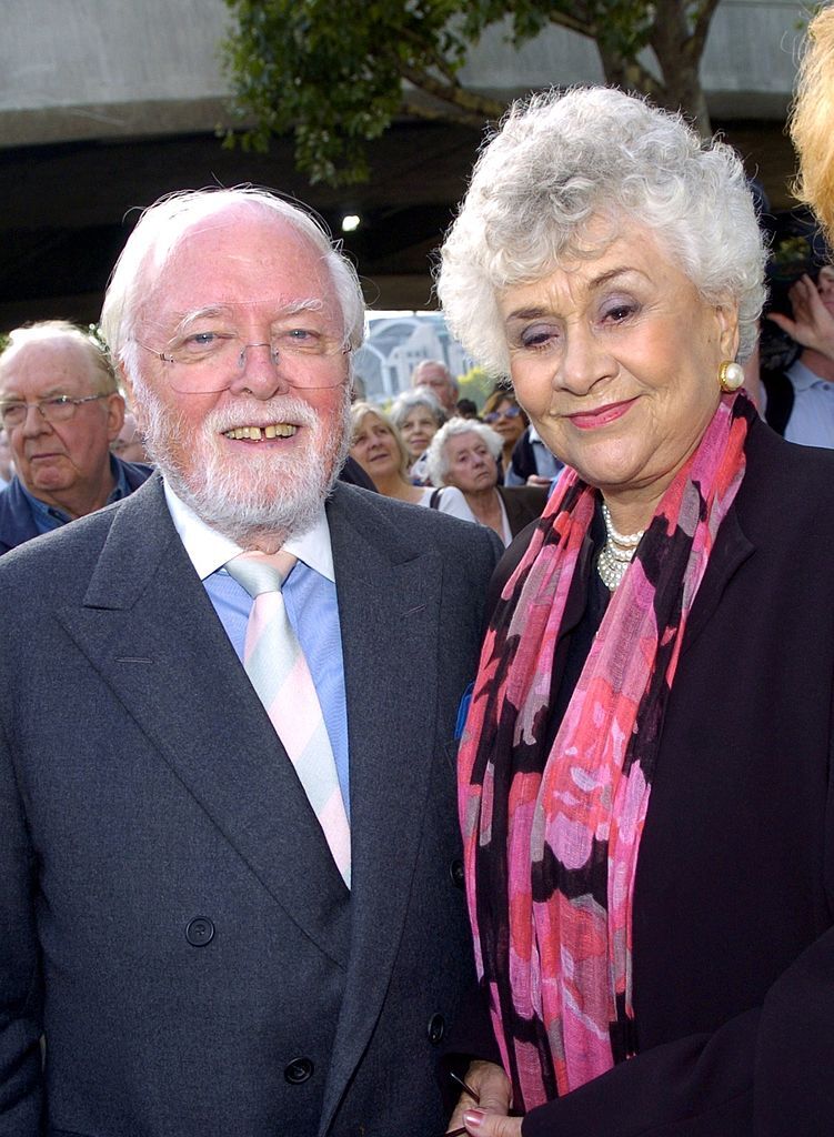 Lord Richard Attenborough and Joan Plowright attend the unveiling of a statue of Sir Lawrence Olivier. | Source: Getty Images