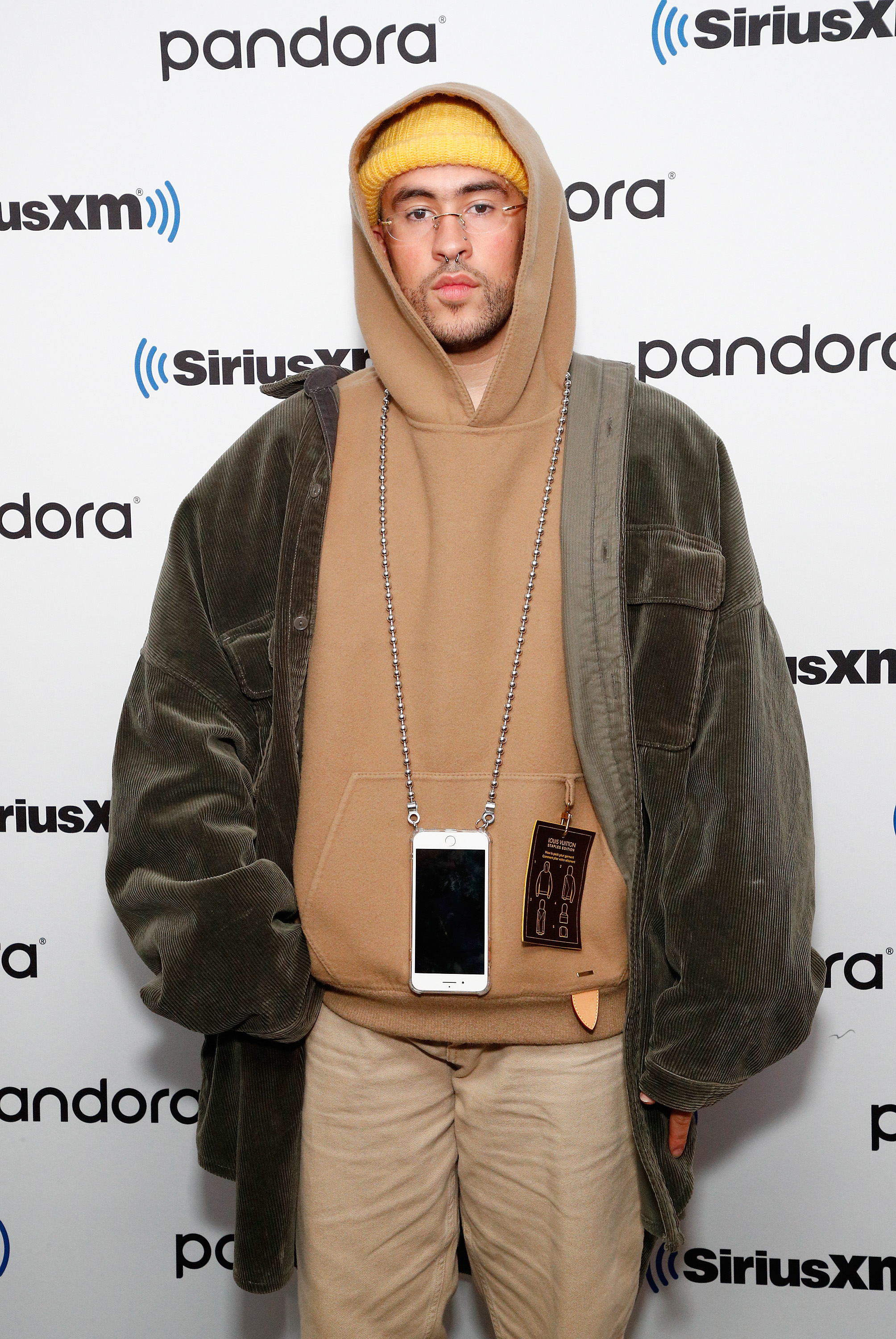 Bad Bunny poses for photos at SiriusXM studios in New York City on February 25, 2020. | Source: Getty Images