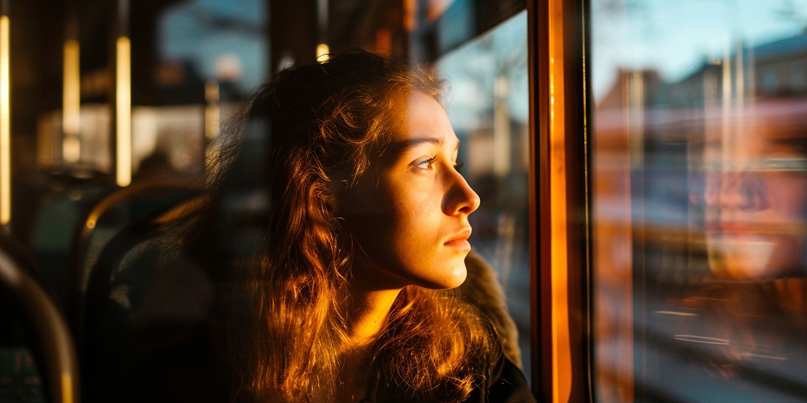 A woman in a bus | Source: Midjourney