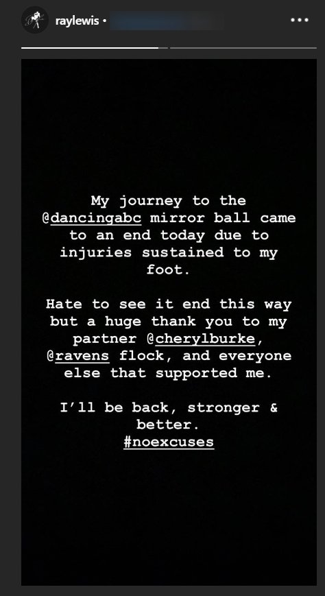 Ray Lewis announces that a foot injury has forced him to quit "Dancing with the Stars" | Source: instagram.com/raylewis