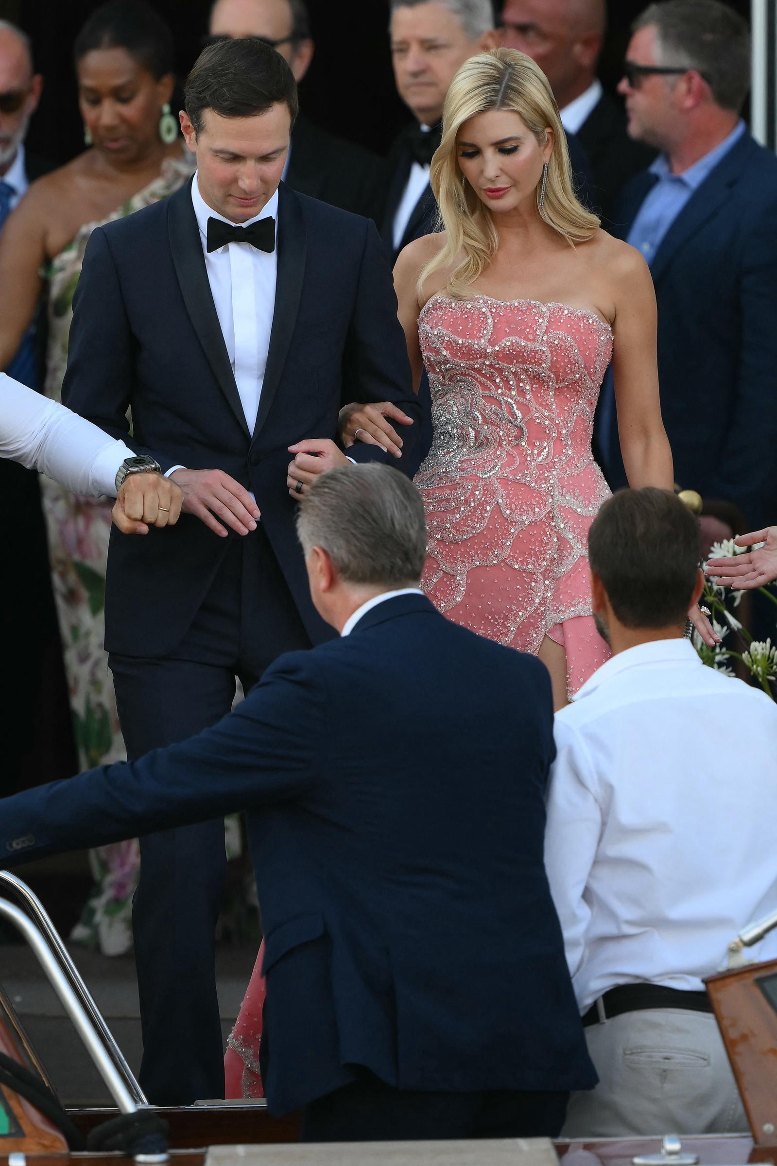 Jared Kushner and Ivanka Trump leaving the St. Regis Hotel on the wedding day of Jeff Bezos and Lauren Sánchez in Venice, Italy, on June 27, 2025. | Source: Getty Images
