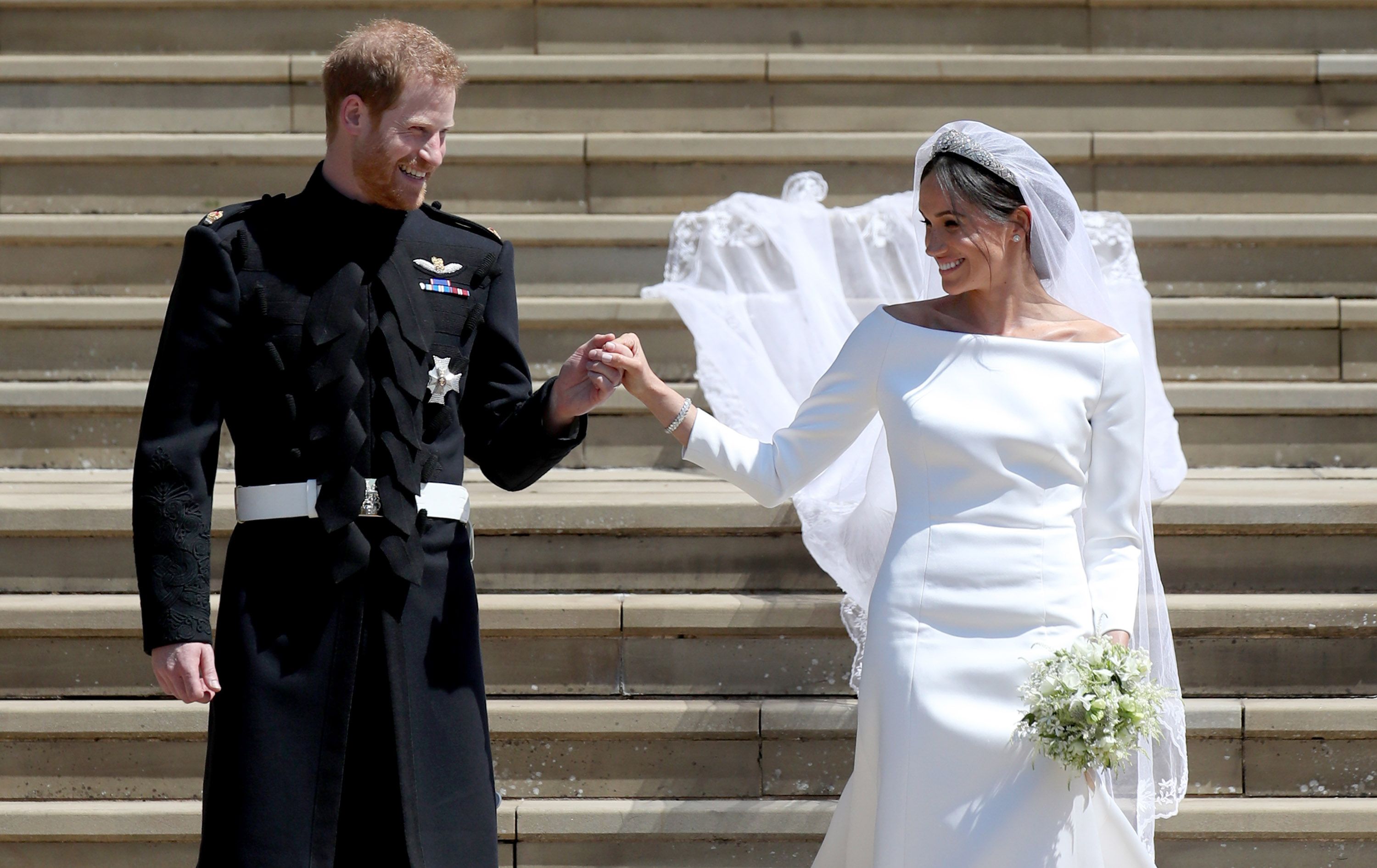 El príncipe Harry y Meghan Markle en su boda en la Capilla de San Jorge, el 19 de mayo de 2018 en Windsor, Inglaterra. | Foto: Getty Images