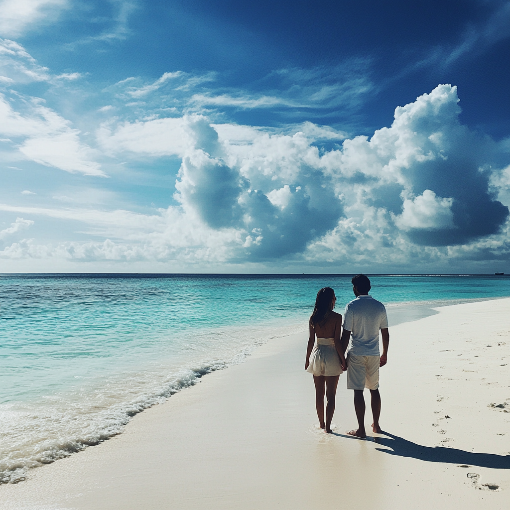 A couple at the beach | Source: Midjourney