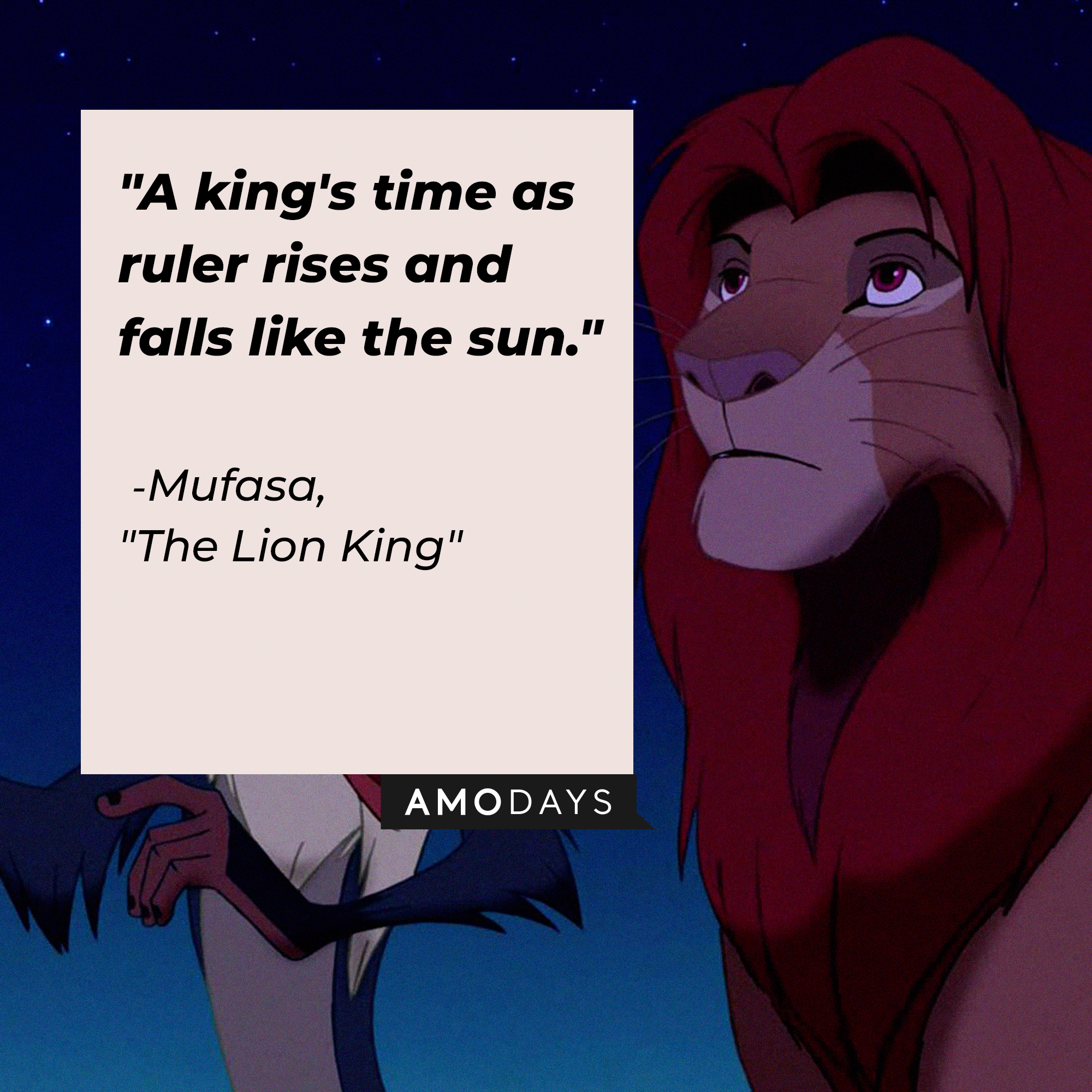 Mufasa with his quote: "A king's time as ruler rises and falls like the sun." | Source: Facebook.com/DisneyTheLionKing