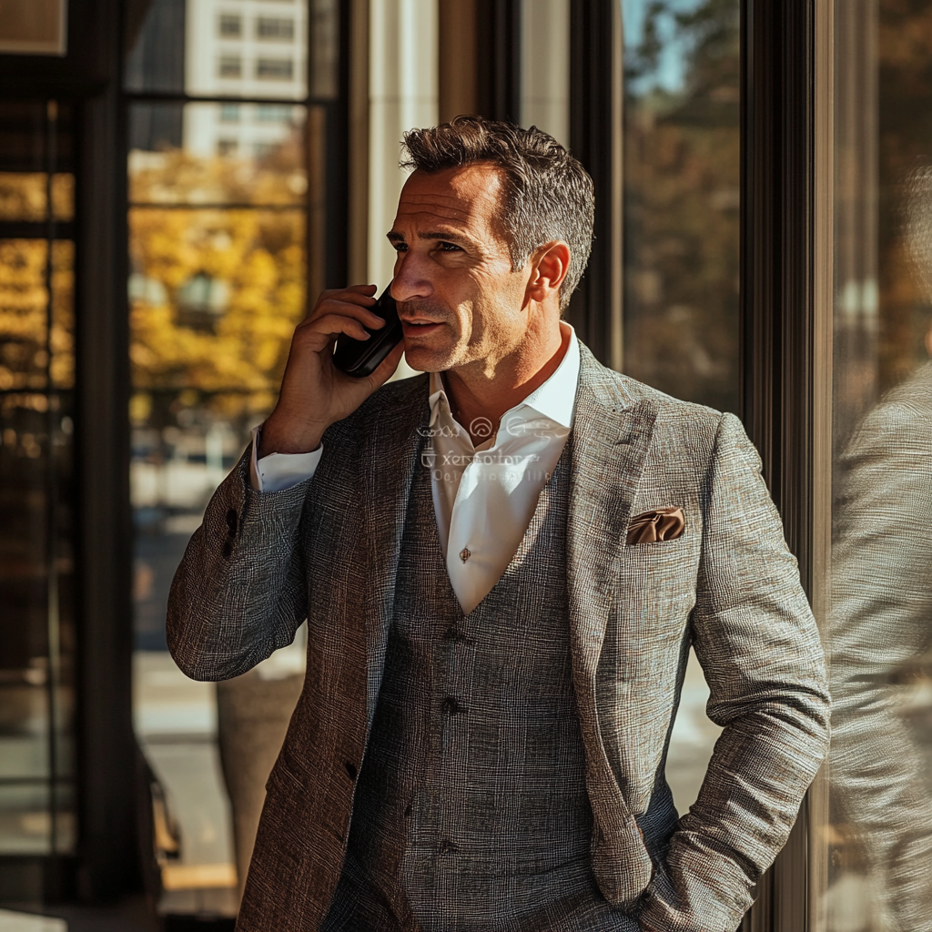 A man talking on the phone | Source: Midjourney