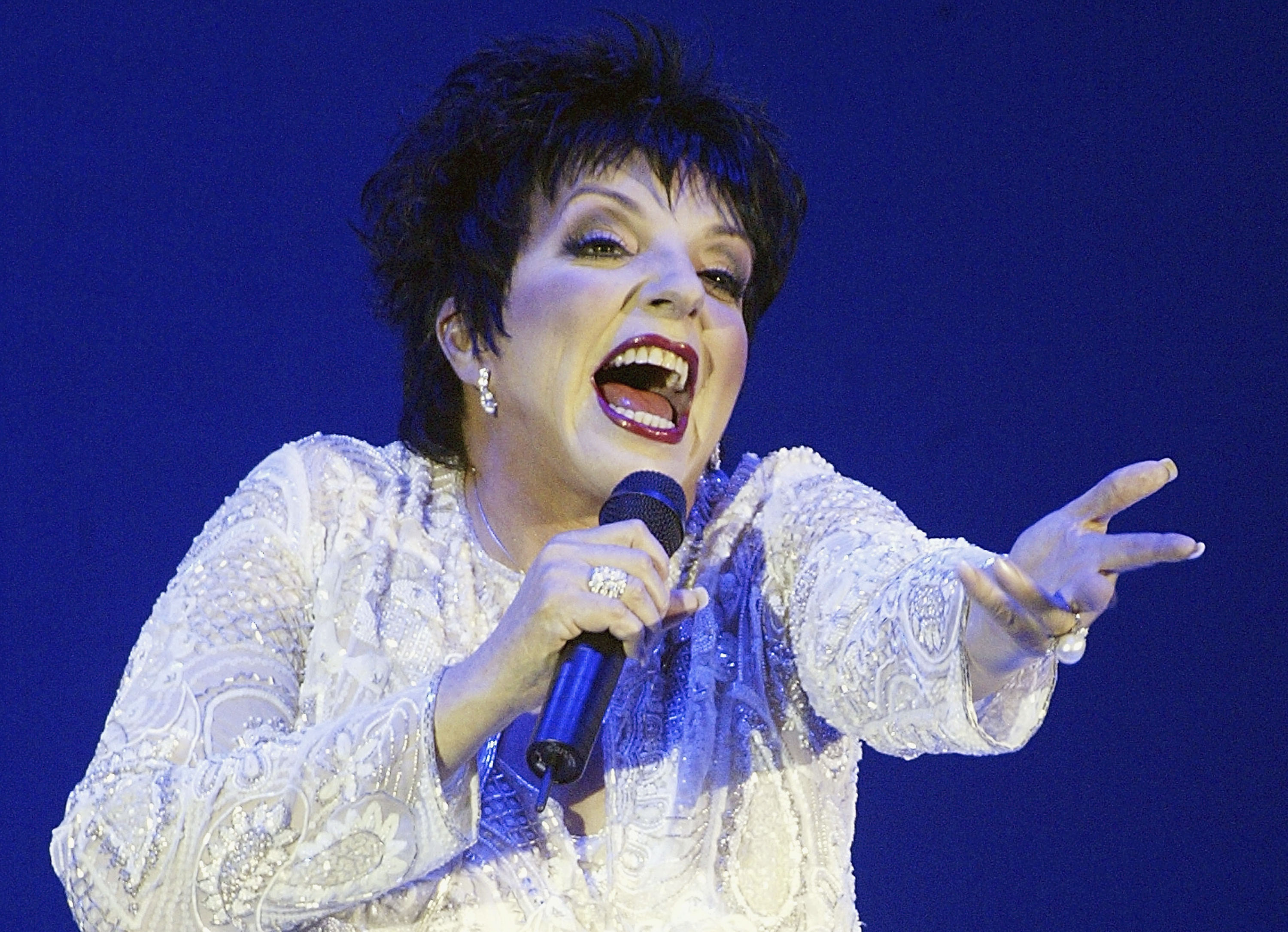 Liza Minelli performs at the "Macy's and American Express Passport 2003" to raise money for HIV research on October 2, 2003 in Santa Monica, California. | Source: Getty Images