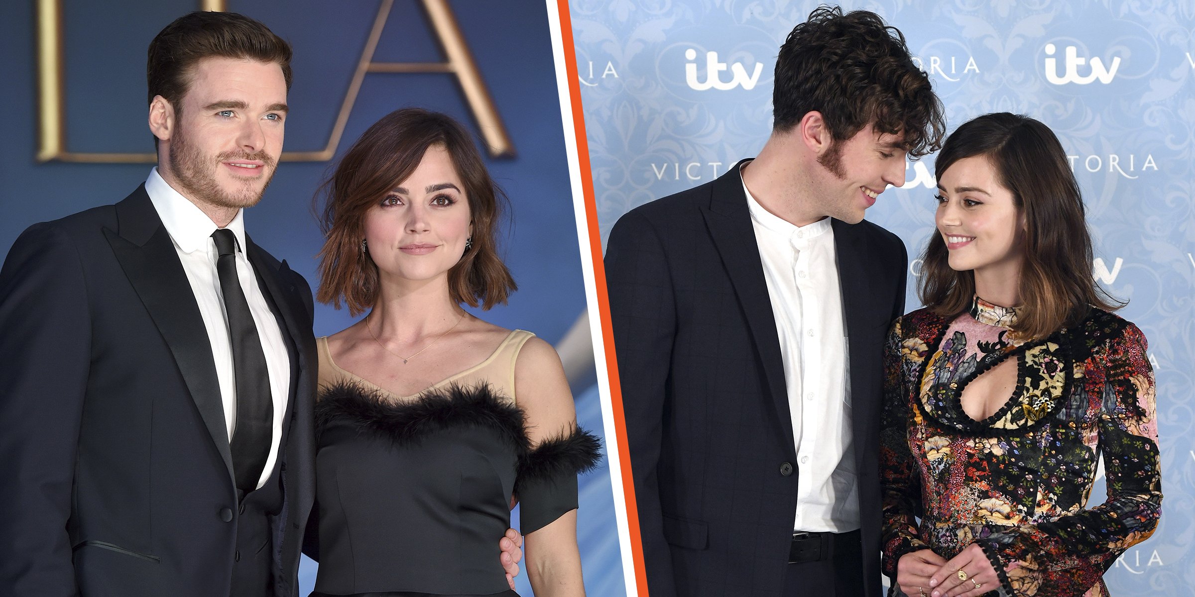 Jenna Coleman with Tom Hughes and Richard Madden | Source: Getty Images