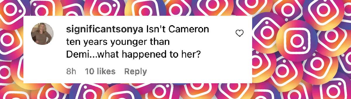 A fan comment on Cameron Diaz, dated November 21, 2024 | Source: Instagram/justjared