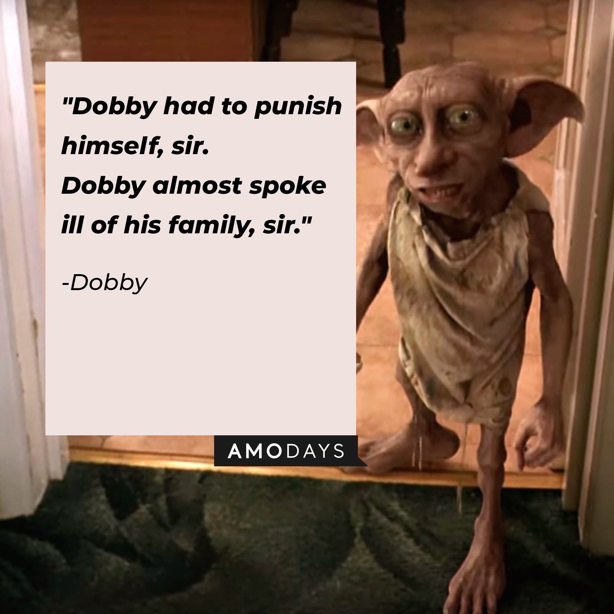 Dobby’s quote: "Dobby had to punish himself, sir. Dobby almost spoke ill of his family, sir." | Image: AmoDays