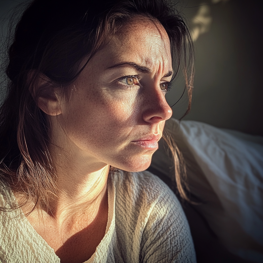 A close up of a concerned woman | Source: Midjourney