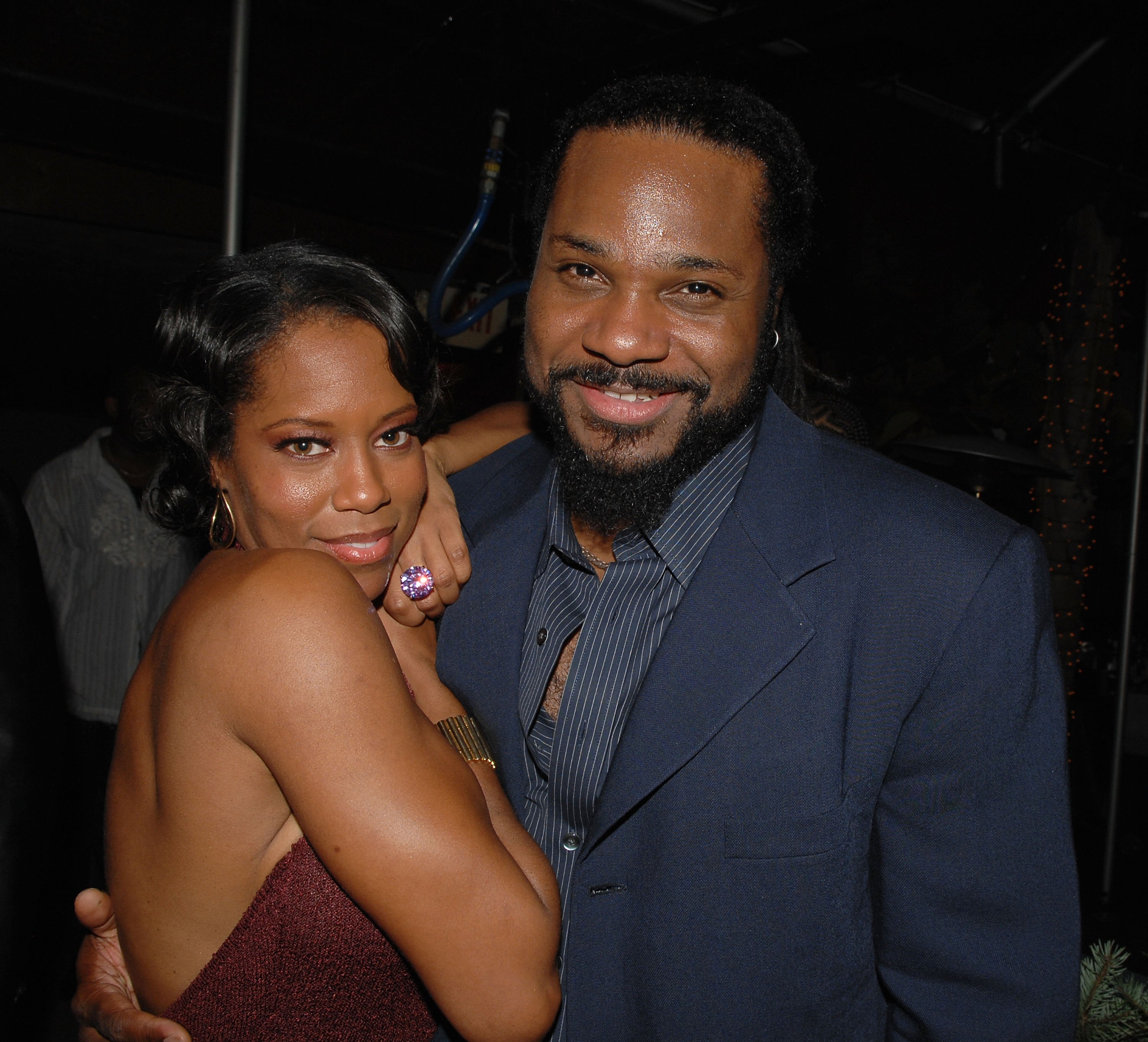 Regina King and Malcolm-Jamal Warner at the premiere after party of "This Christmas" on November 12, 2007 | Source: Getty Images