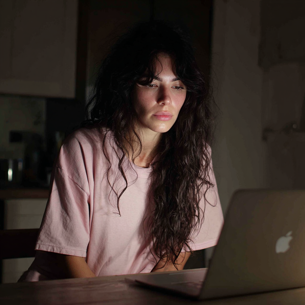 A woman using her laptop | Source: Midjourney