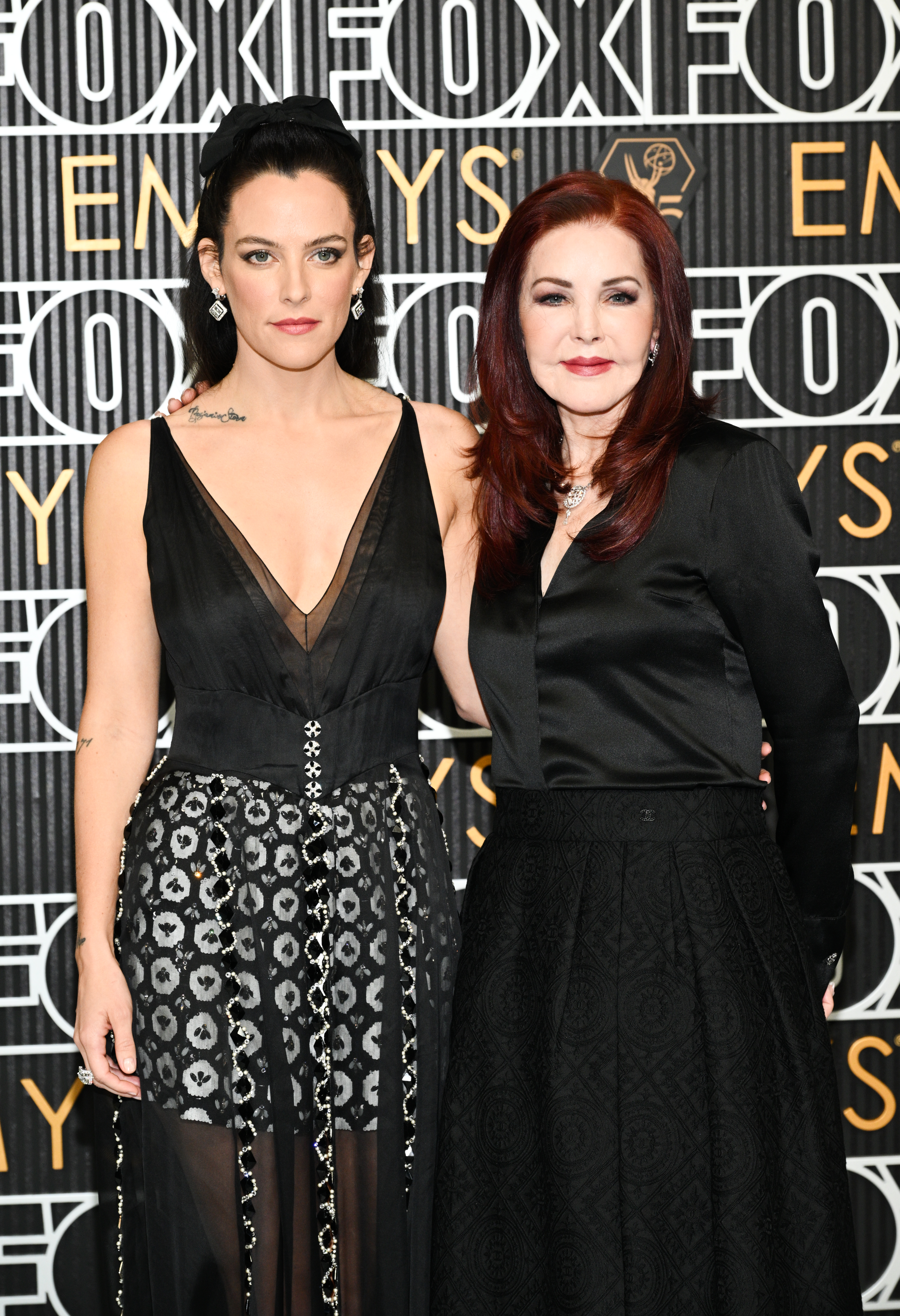 Riley Keough and Priscilla Presley during the 75th Primetime Emmy Awards at the Peacock Theater on January 15, 2024, in Los Angeles, California. | Source: Getty Images