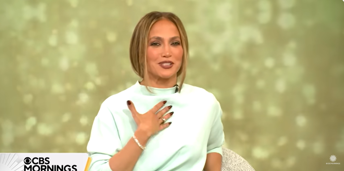 Jennifer Lopez during an interview on "CBS Mornings," as seen from a video post dated October 9, 2025. | Source: YouTube/ CBSMornings
