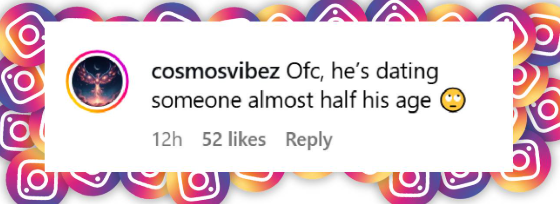 A netizen's reaction to Cash Warren showing off his new romance with a much younger model, from a post dated August 20, 2025 | Source: Instagram/enews