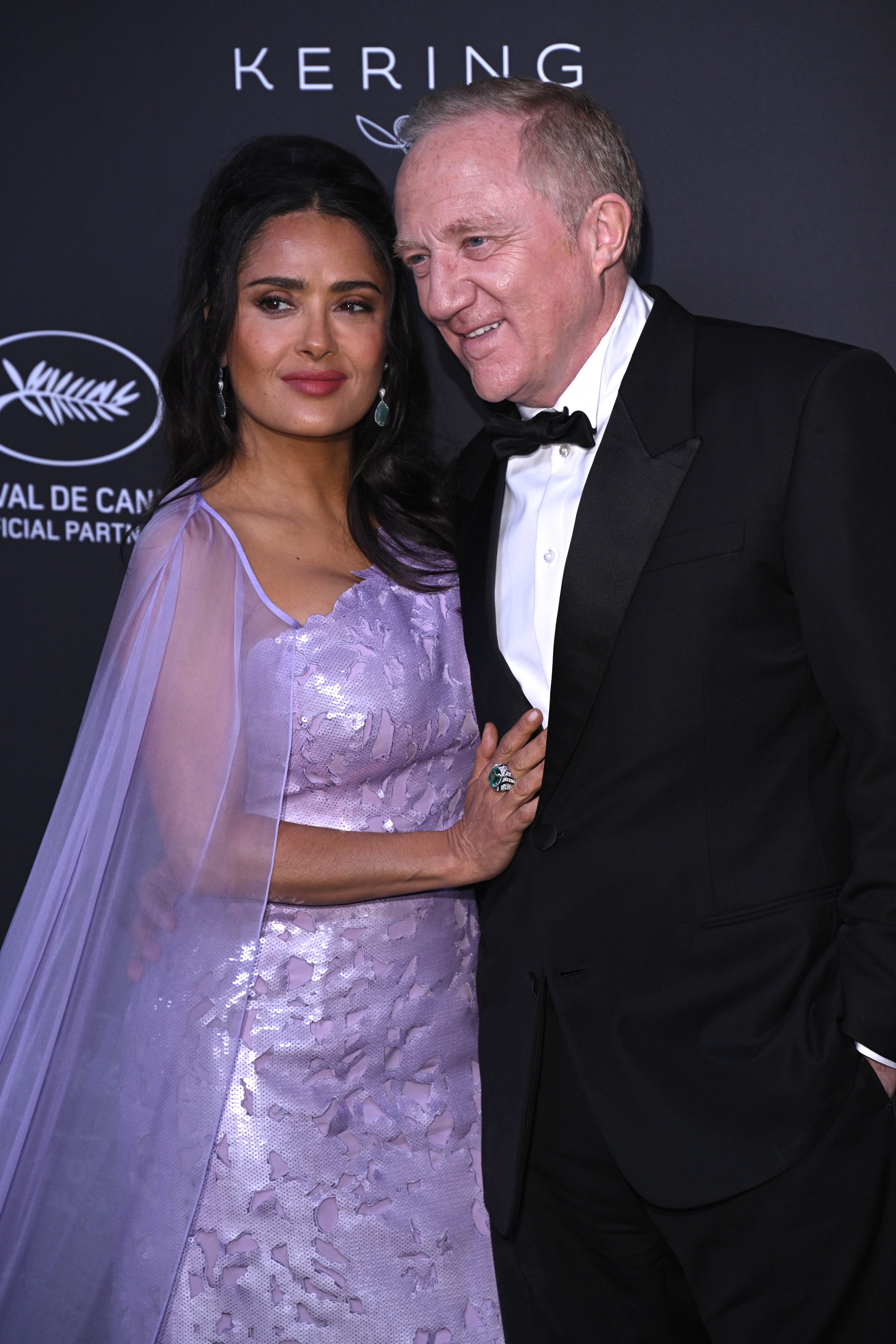 Salma Hayek and Francois-Henri Pinault during the 77th annual Cannes Film Festival at on May 19, 2024, in Cannes, France. | Source: Getty Images