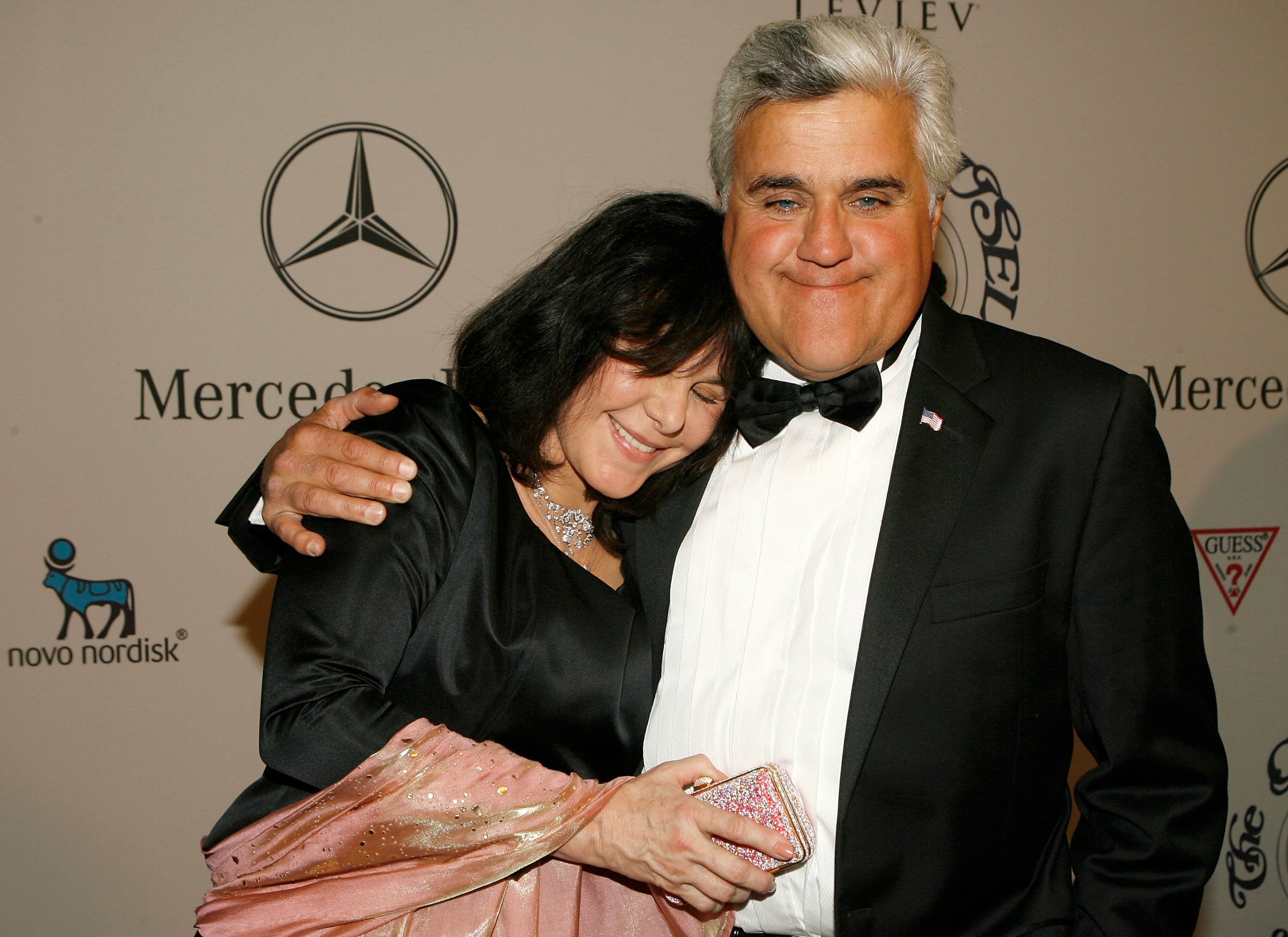 Host Jay Leno (R) and wife, Mavis Nicholson-Leno, attend the 17th Annual Mercedes-Benz Carousel of Hope cocktail party at the Beverly Hilton Hotel on October 28, 2006 in Beverly Hills, California. | Source: Getty Images