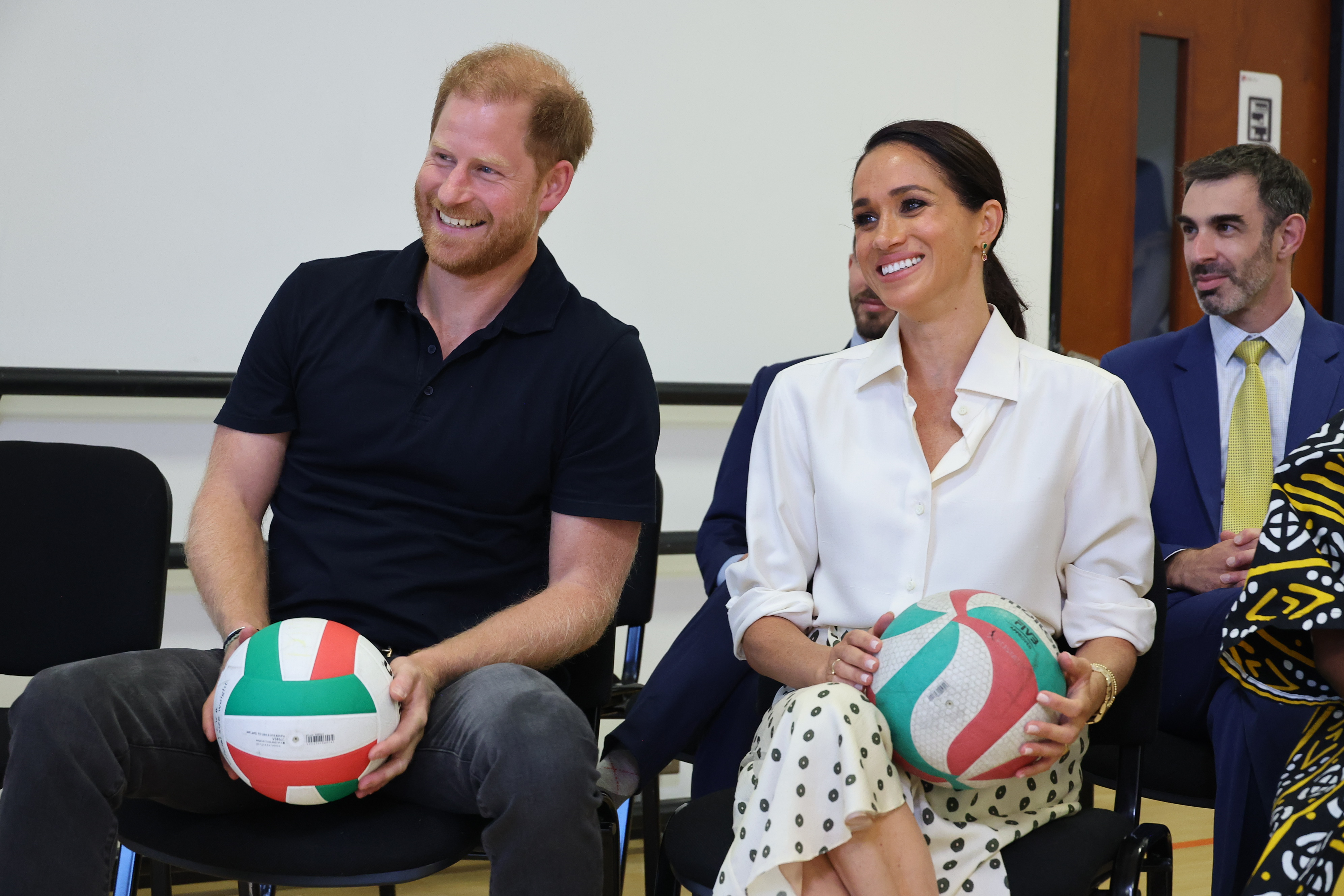 The Duke and Duchess of Sussex at a training session with Invictus Games Team Colombia at the Centro de Rehabilitación Inclusiva during their Colombia visit on August 16, 2024. | Source: Getty Images